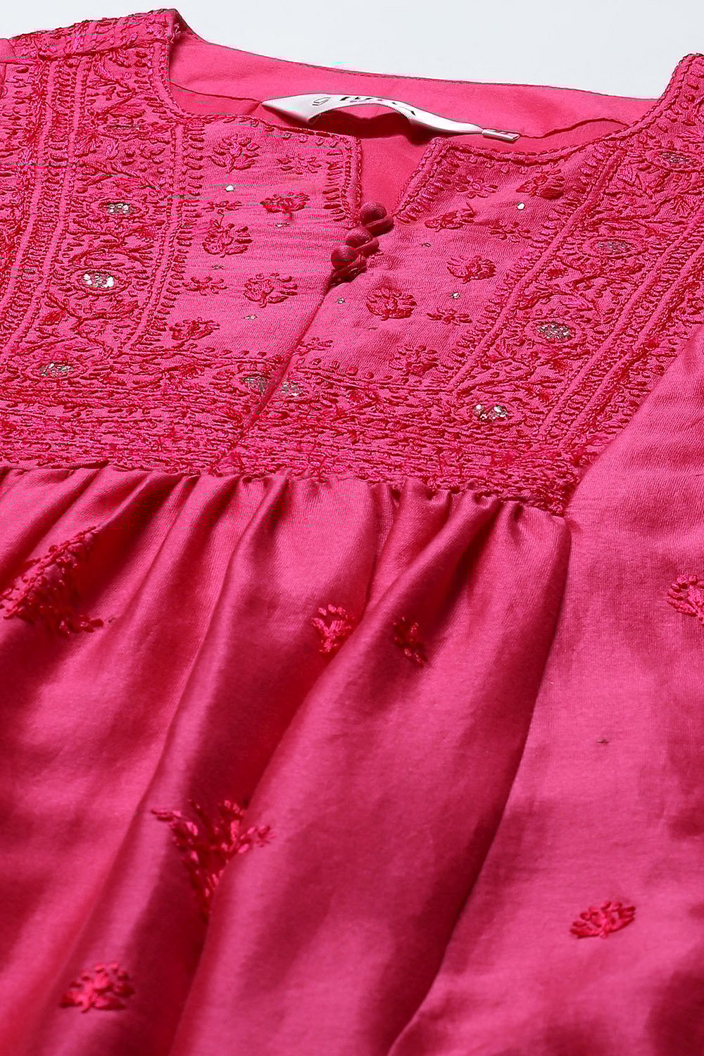 Fuchsia Cotton Silk Straight Kurta Salwar Suit Set image number 1