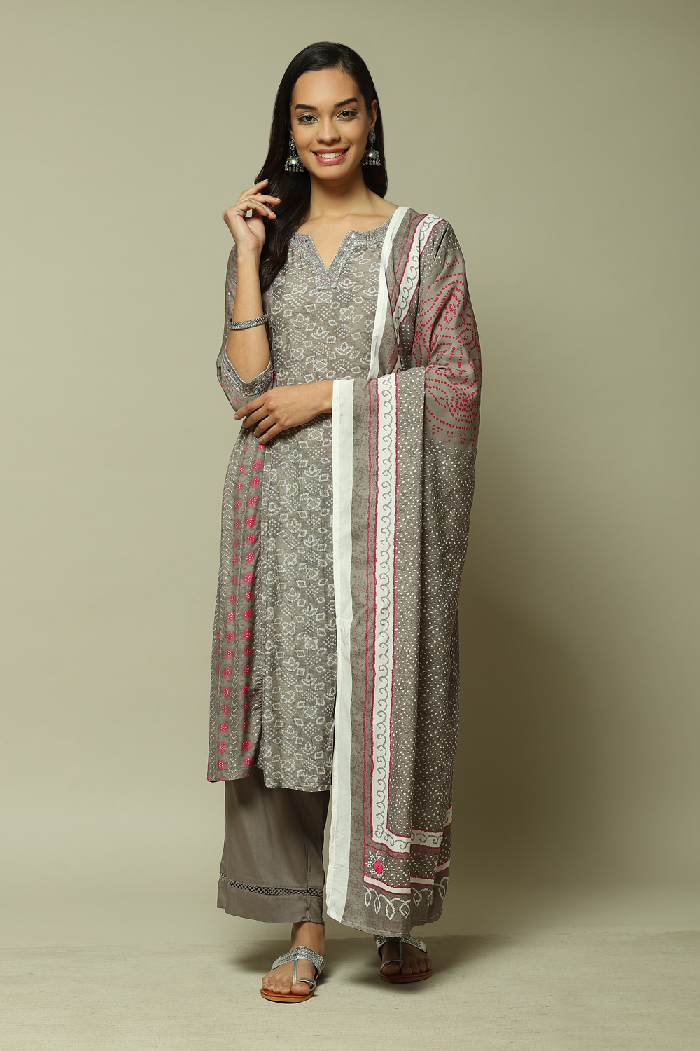 Mango Modal A-Line Kurta Palazzo Suit Set image number 1