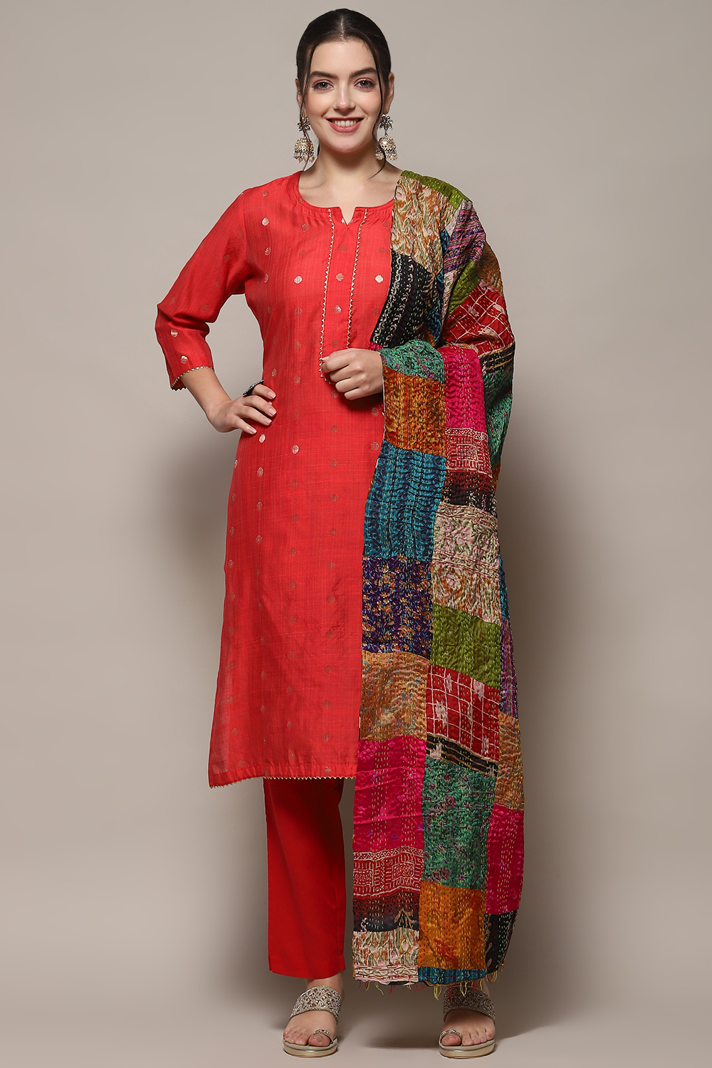 Green Cotton Unstitched Suit set image number 8