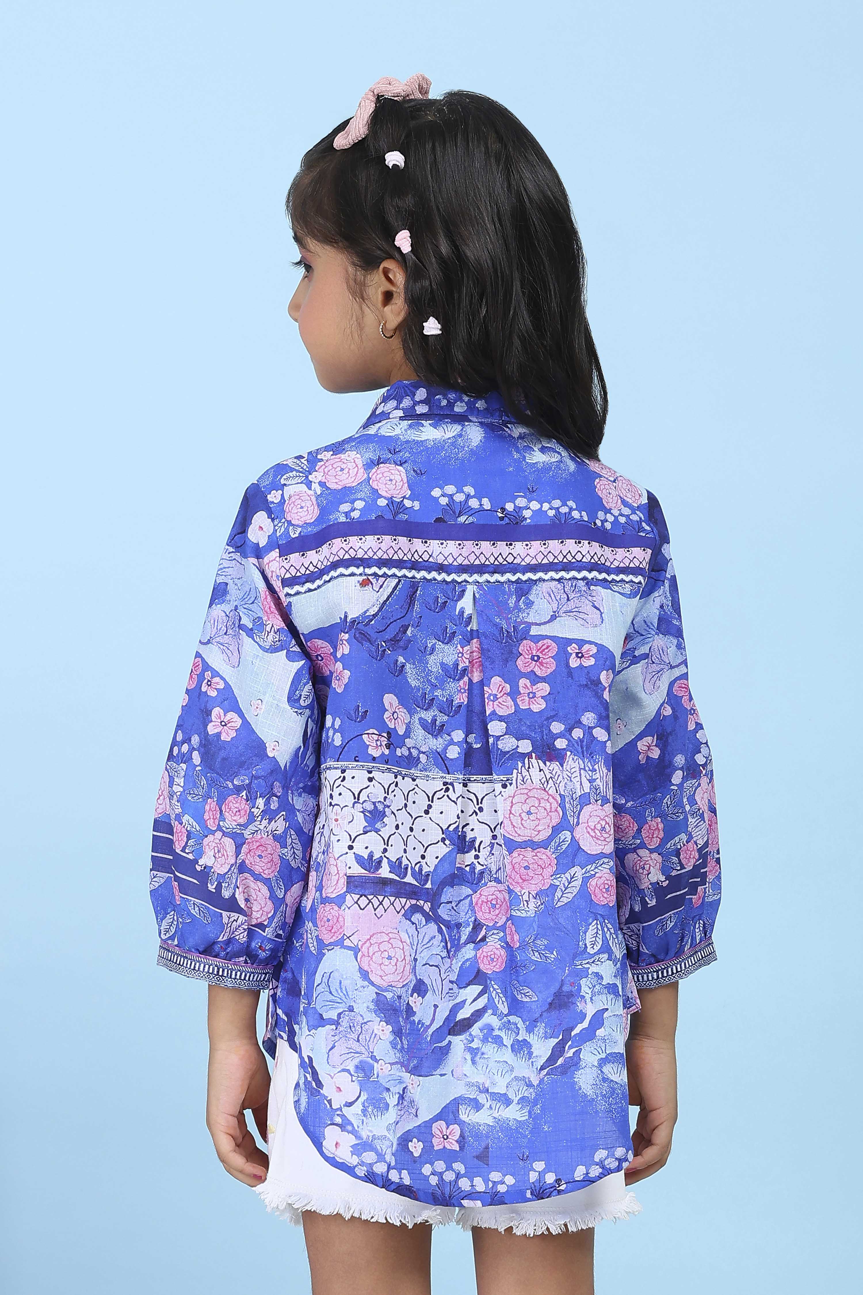 Blue Cotton Printed Shirt image number 3
