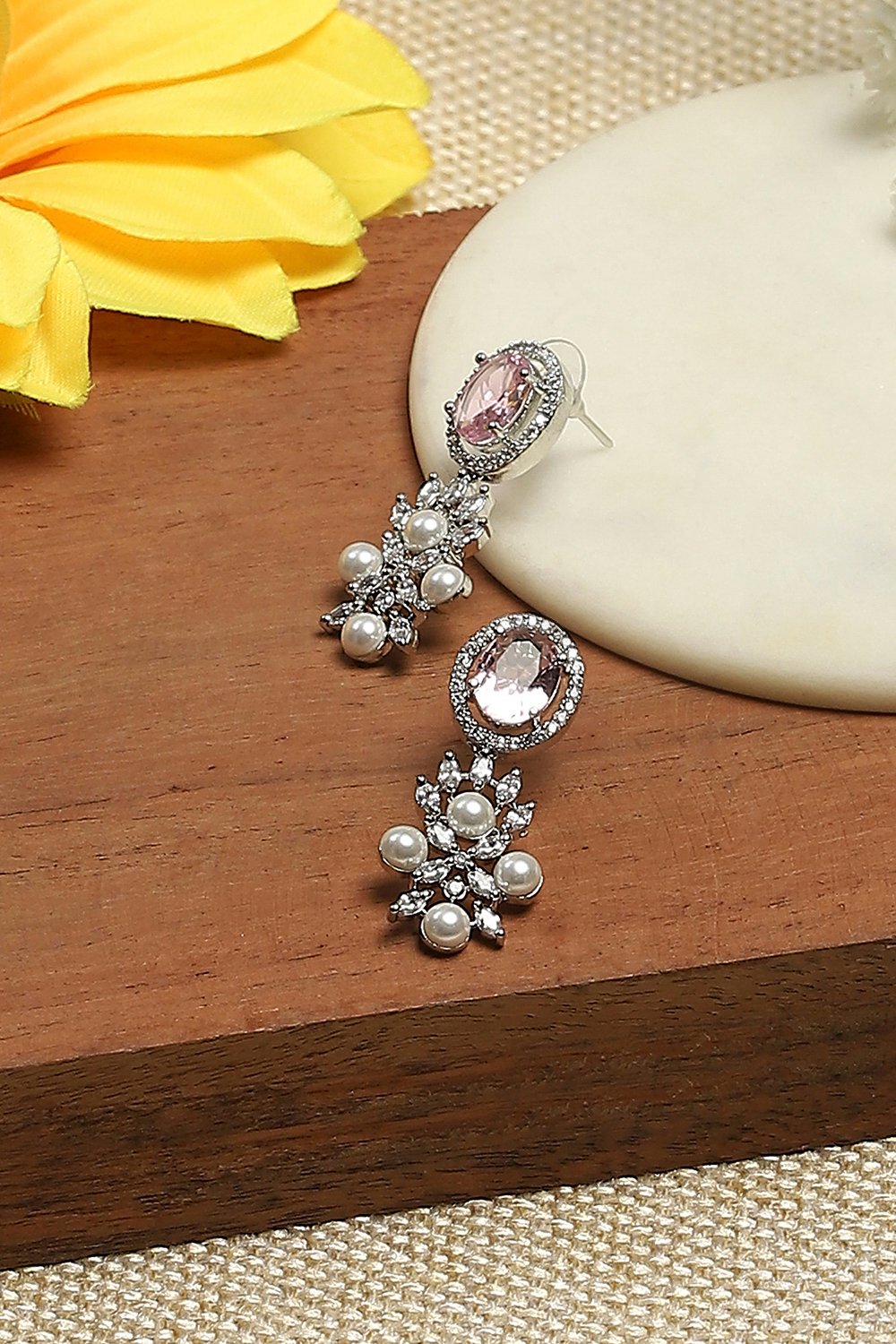 Light Pink Brass Danglers image number 0