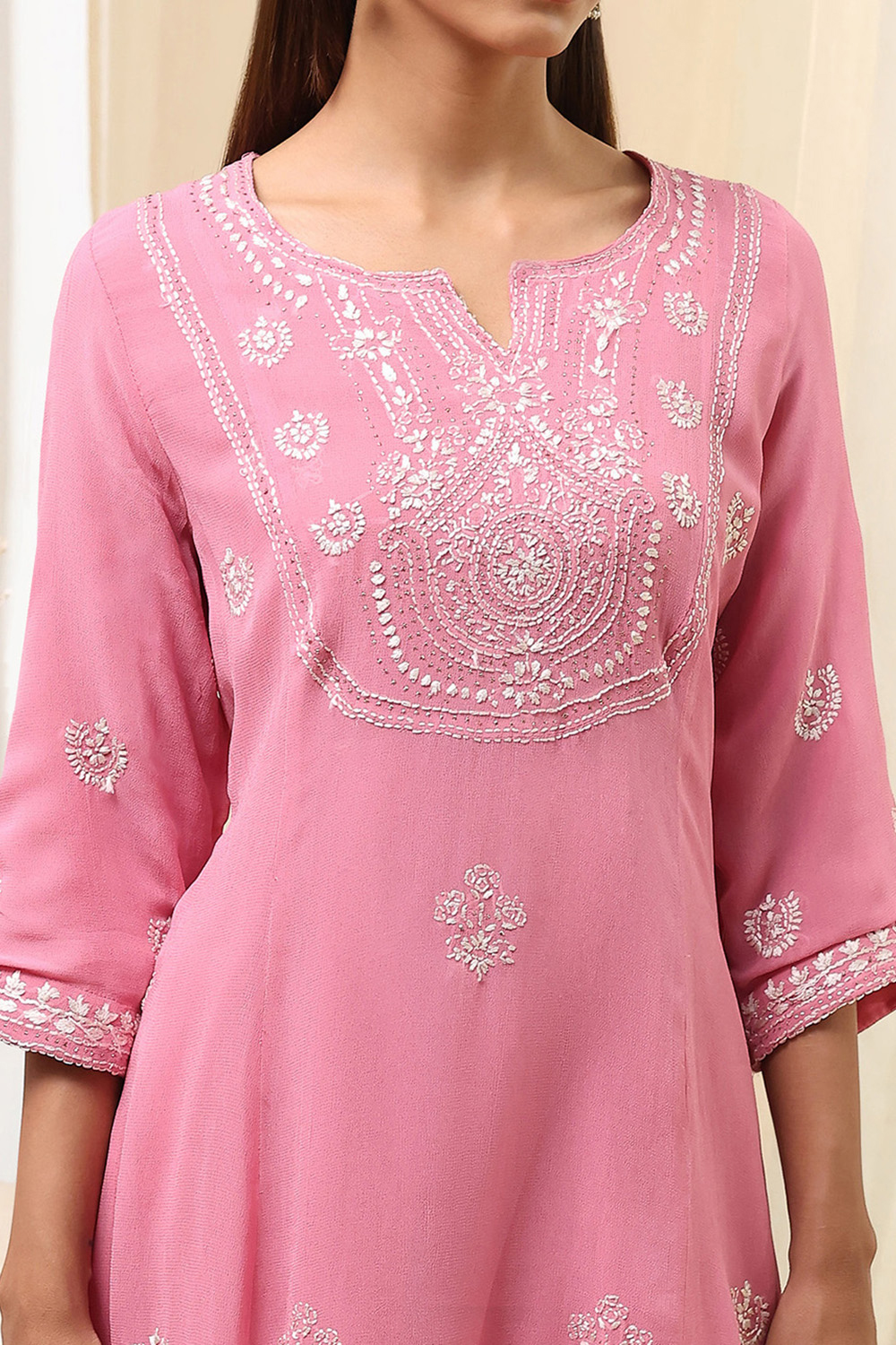 Pink Viscose Kalidar Suit Set image number 1