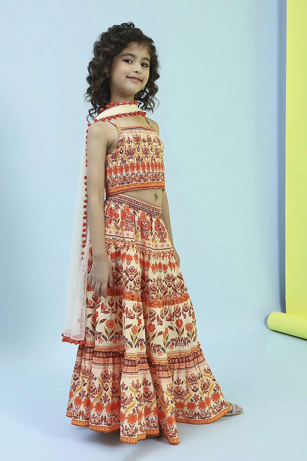 Multicolor Cotton Lehenga Set image number 5