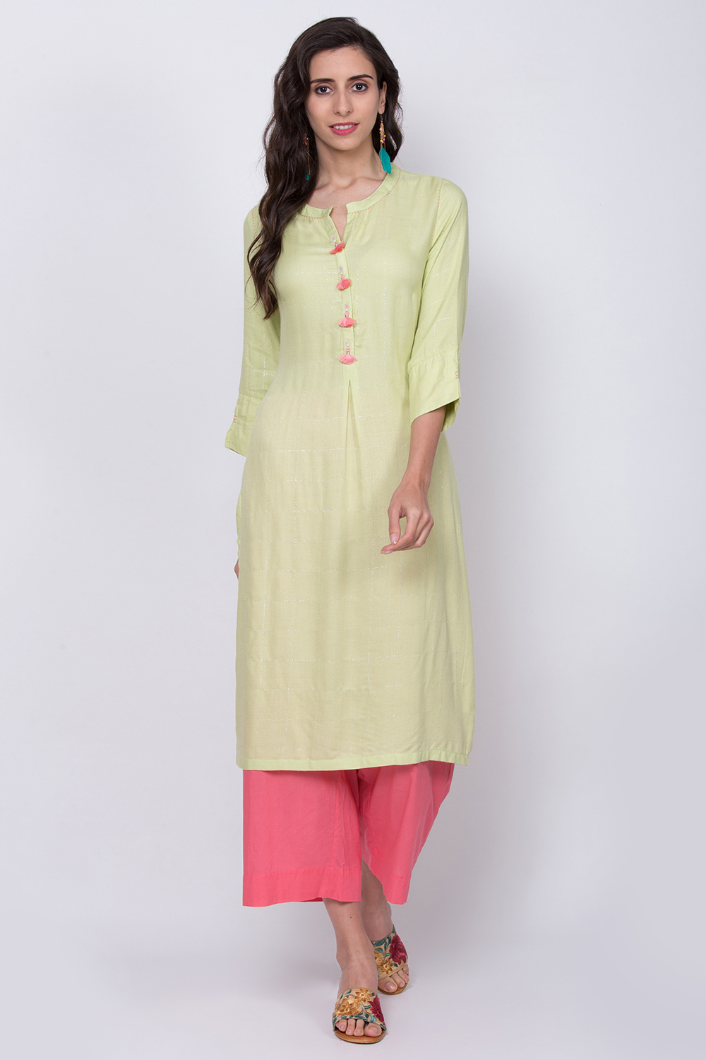 Mint Green Rayon Straight Kurta image number 0