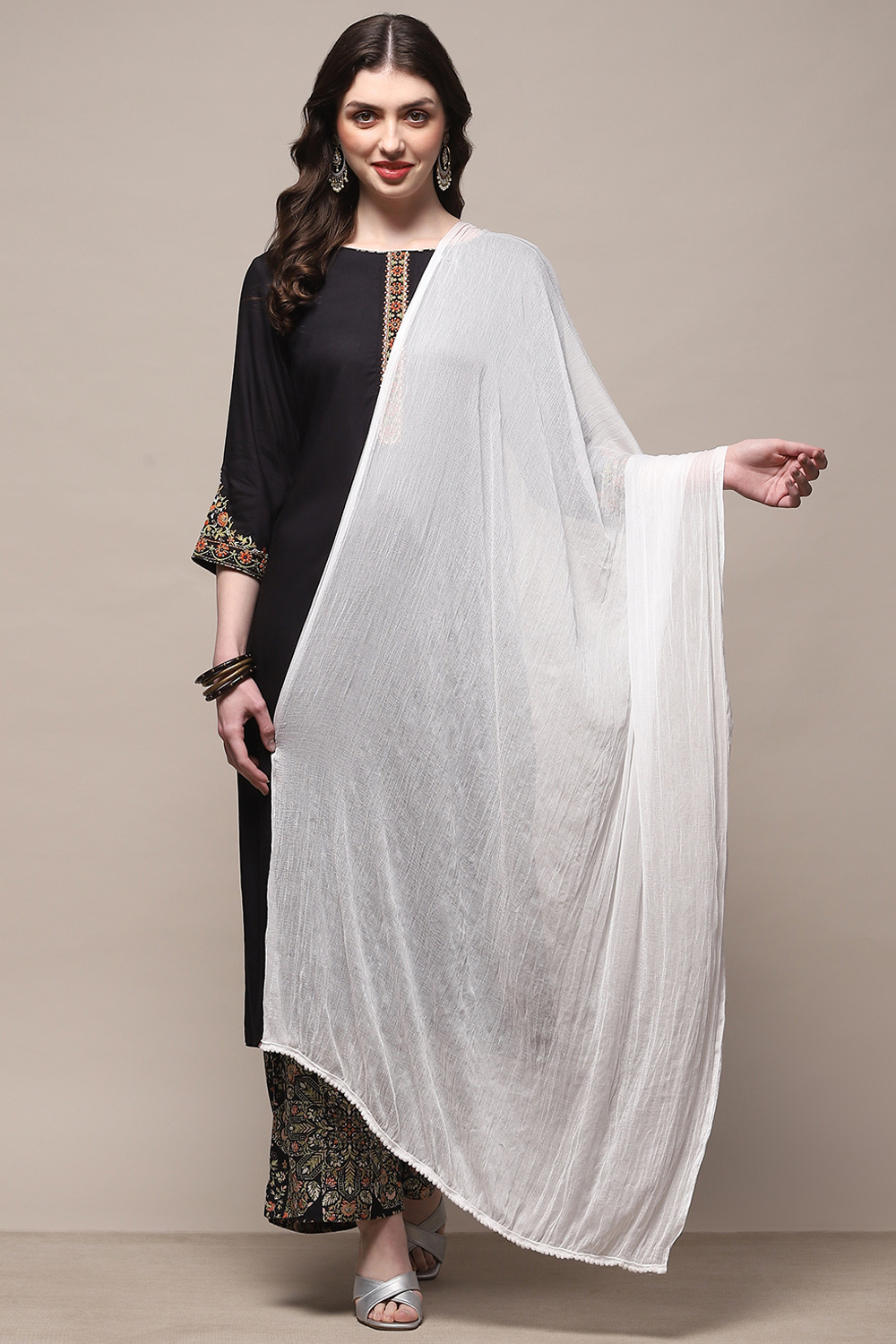 White Poly Chiffon Dupatta image number 0