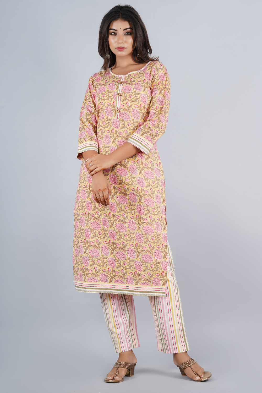 Exclusive Yellow Cotton Silk Screen Printed Unstitched Suit KCB01