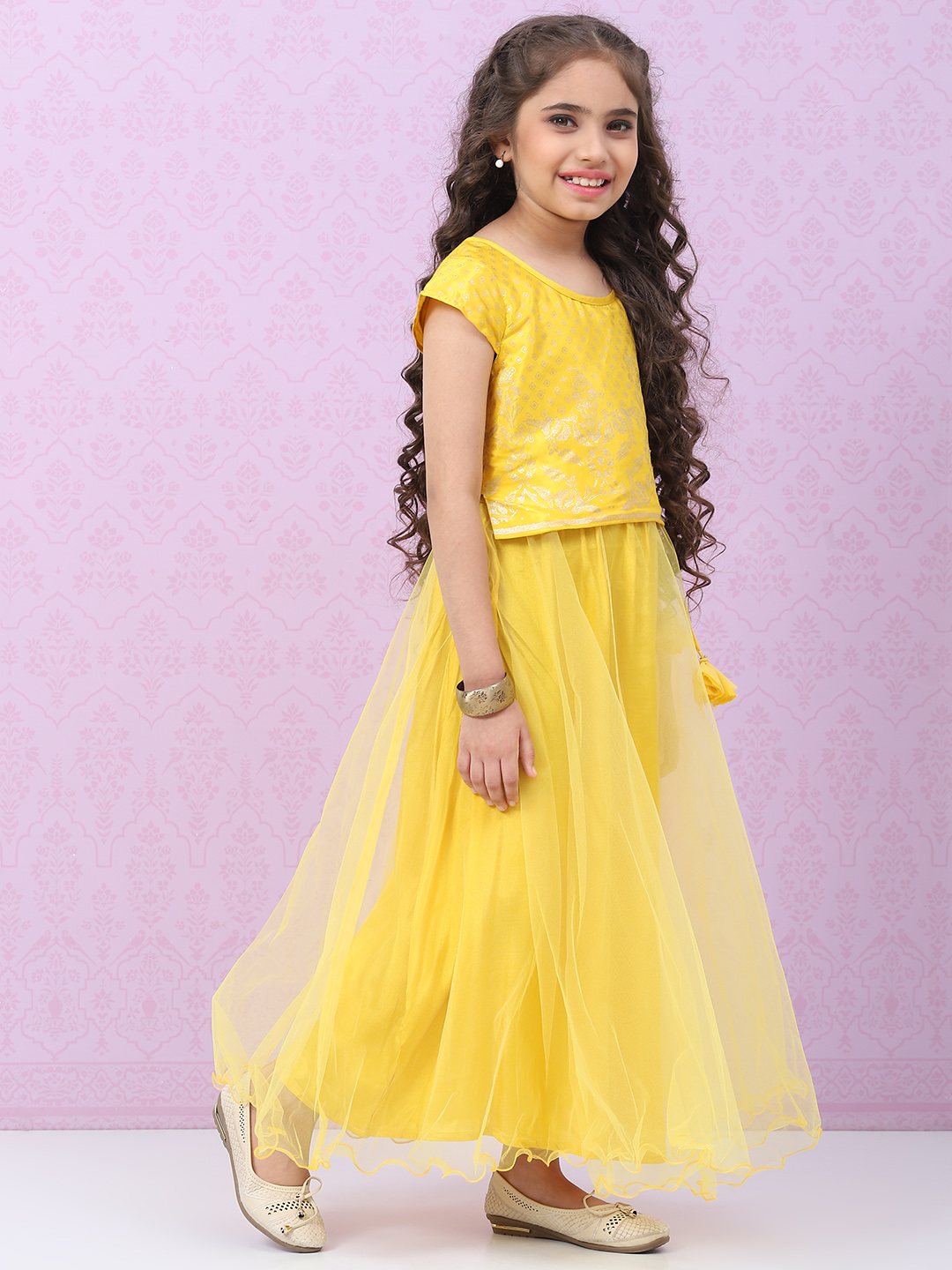 Yellow Viscose Lehenga Set image number 5