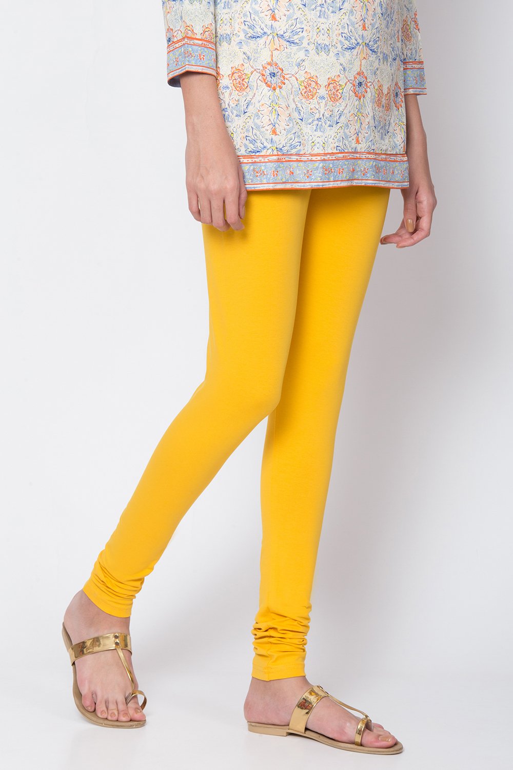 White Cotton Blend Dyed Churidar image number 0