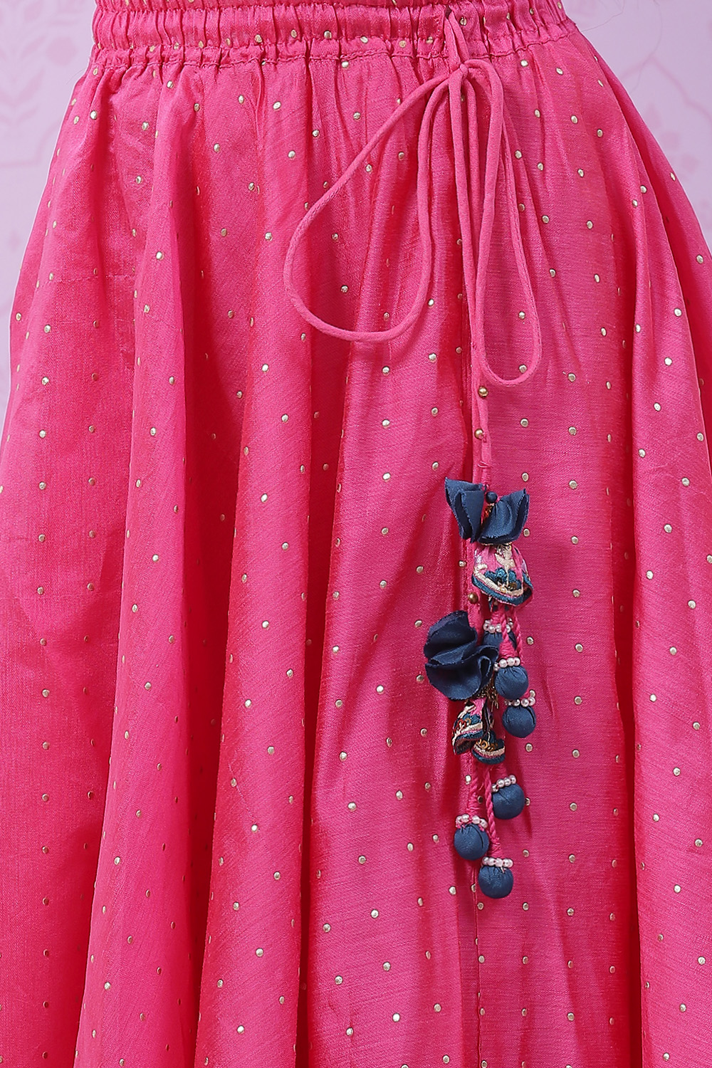 Blue & Pink Silk Lehenga Set image number 5