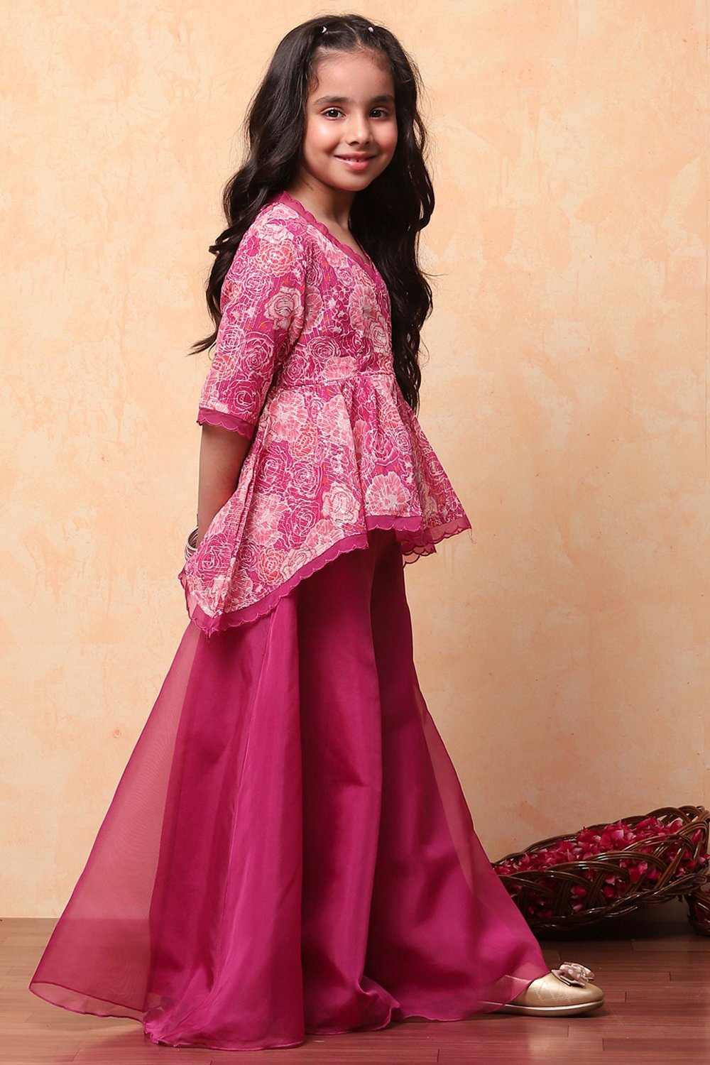 Pink Polyester Blend Flared Kurta Set image number 5