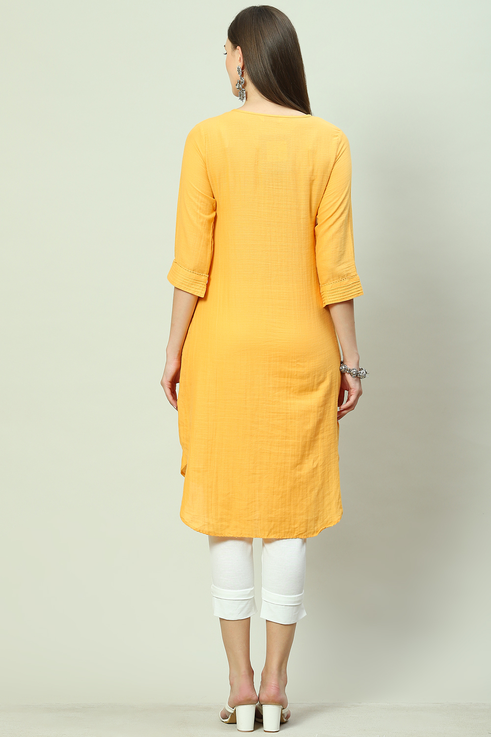Blue Cotton Solid Kurti image number 4