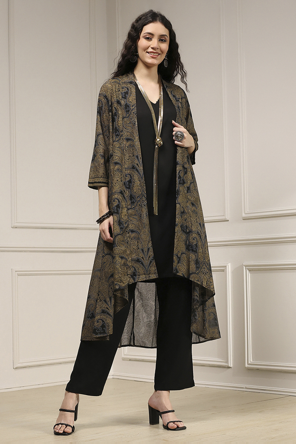 Black Viscose Rayon Straight Dyed Fusion Set image number 5