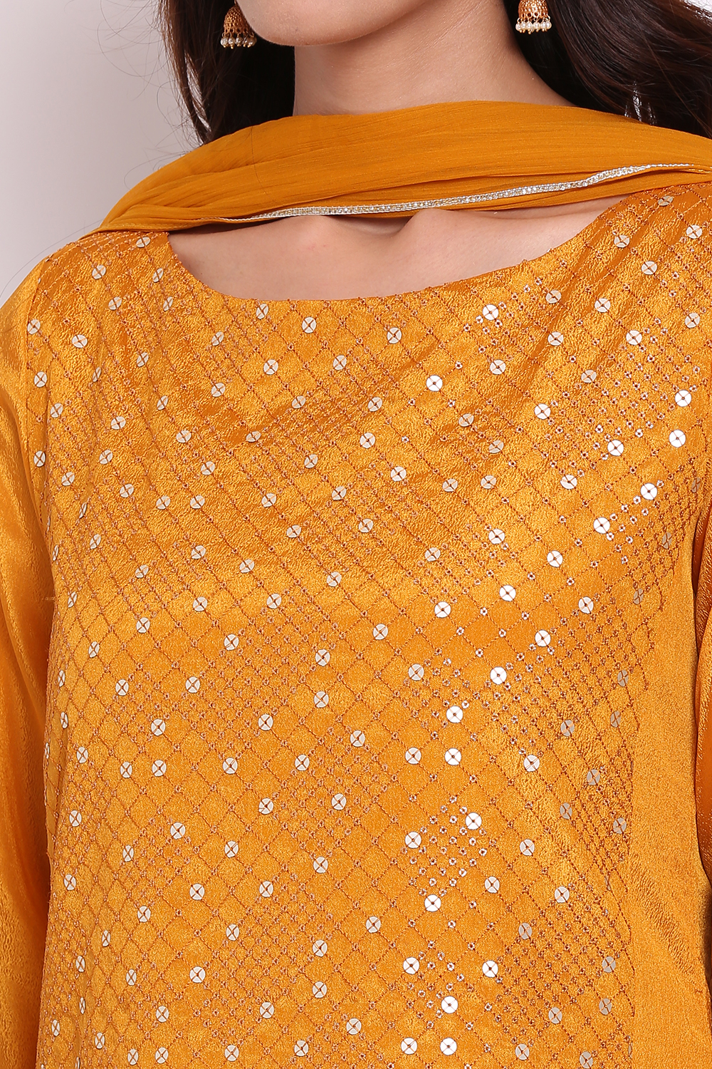 Yellow Art Silk Kurta Garara Suit Set image number 1