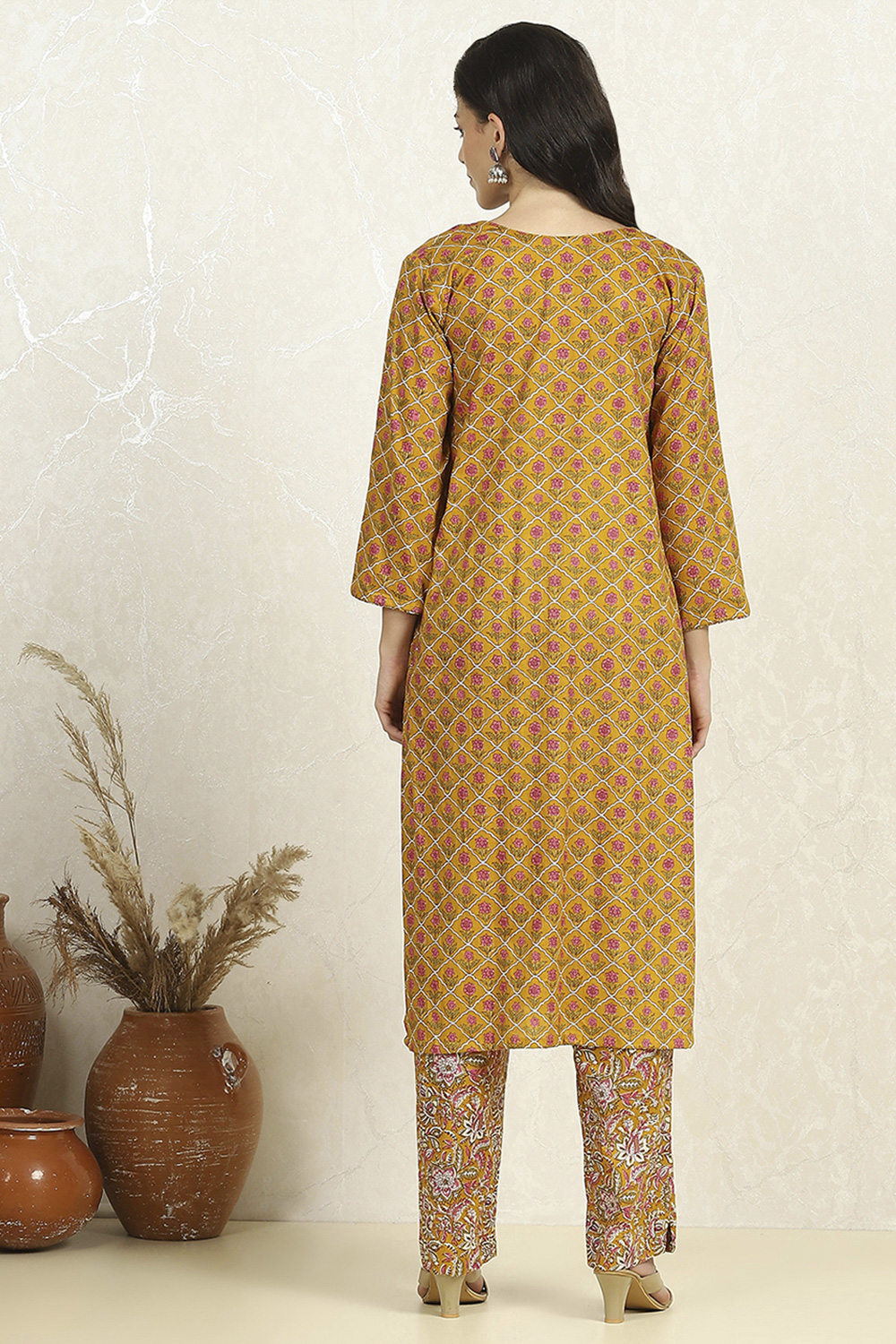 Blue Cotton Unstitched Suit Set image number 5