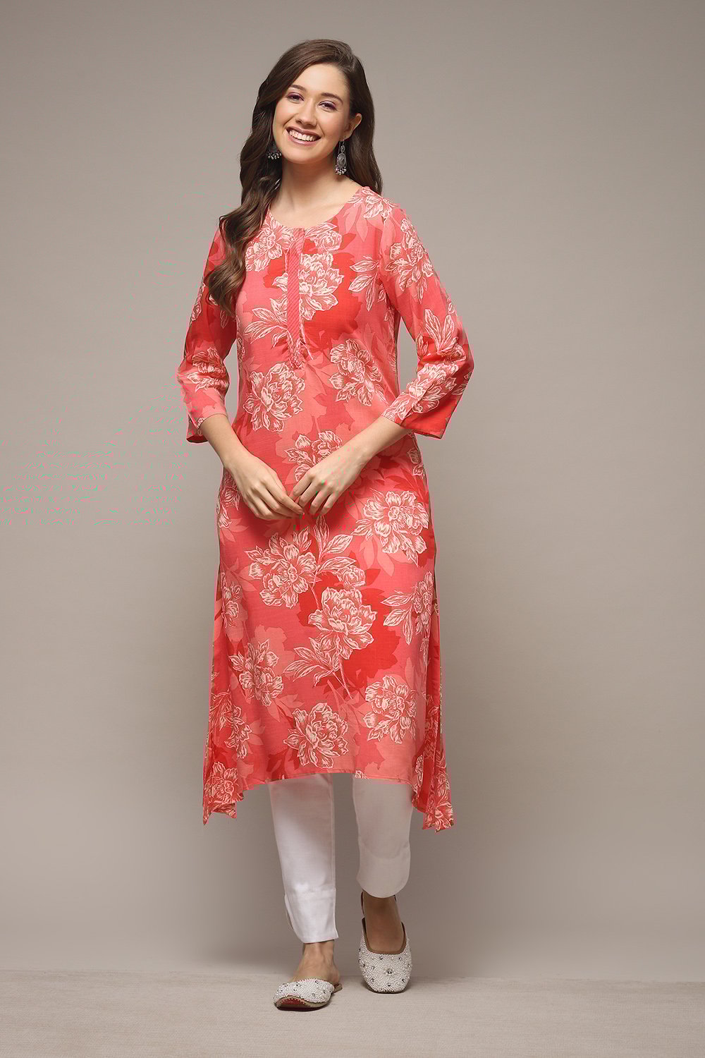 Coral LIVA Straight Printed Kurta image number 1