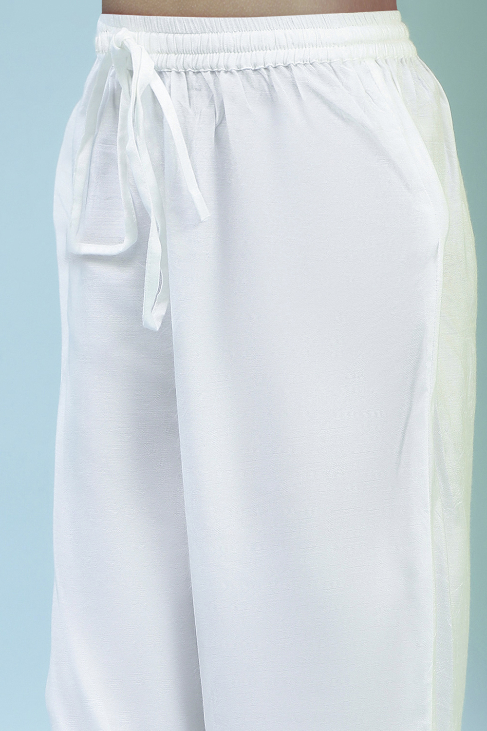 Off White Nylon Flared Suit Set image number 2