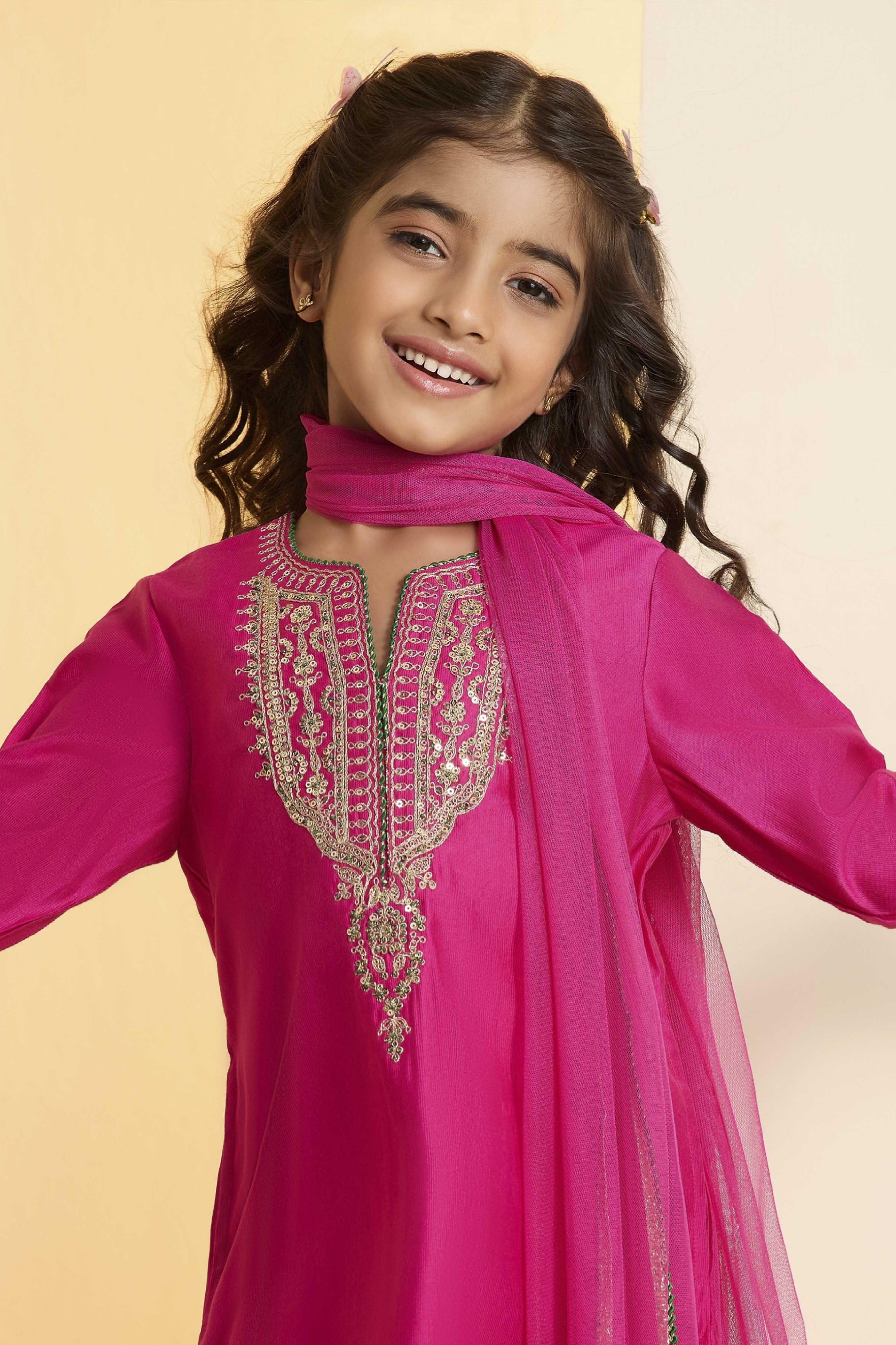 Pink Yoke Design A-Line Kurta Set image number 1