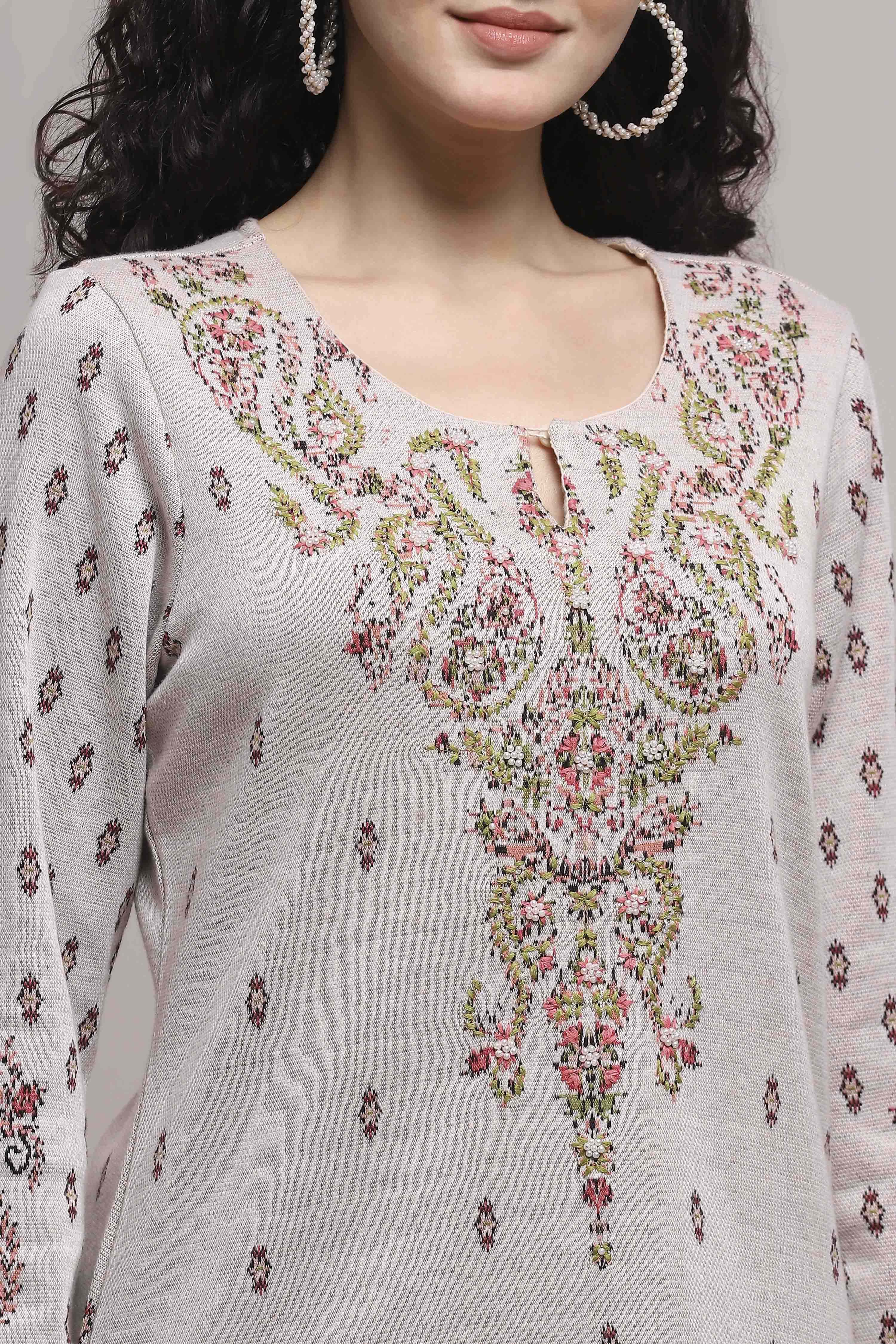 Ivory White Cotton Blend Regular Kurta image number 1