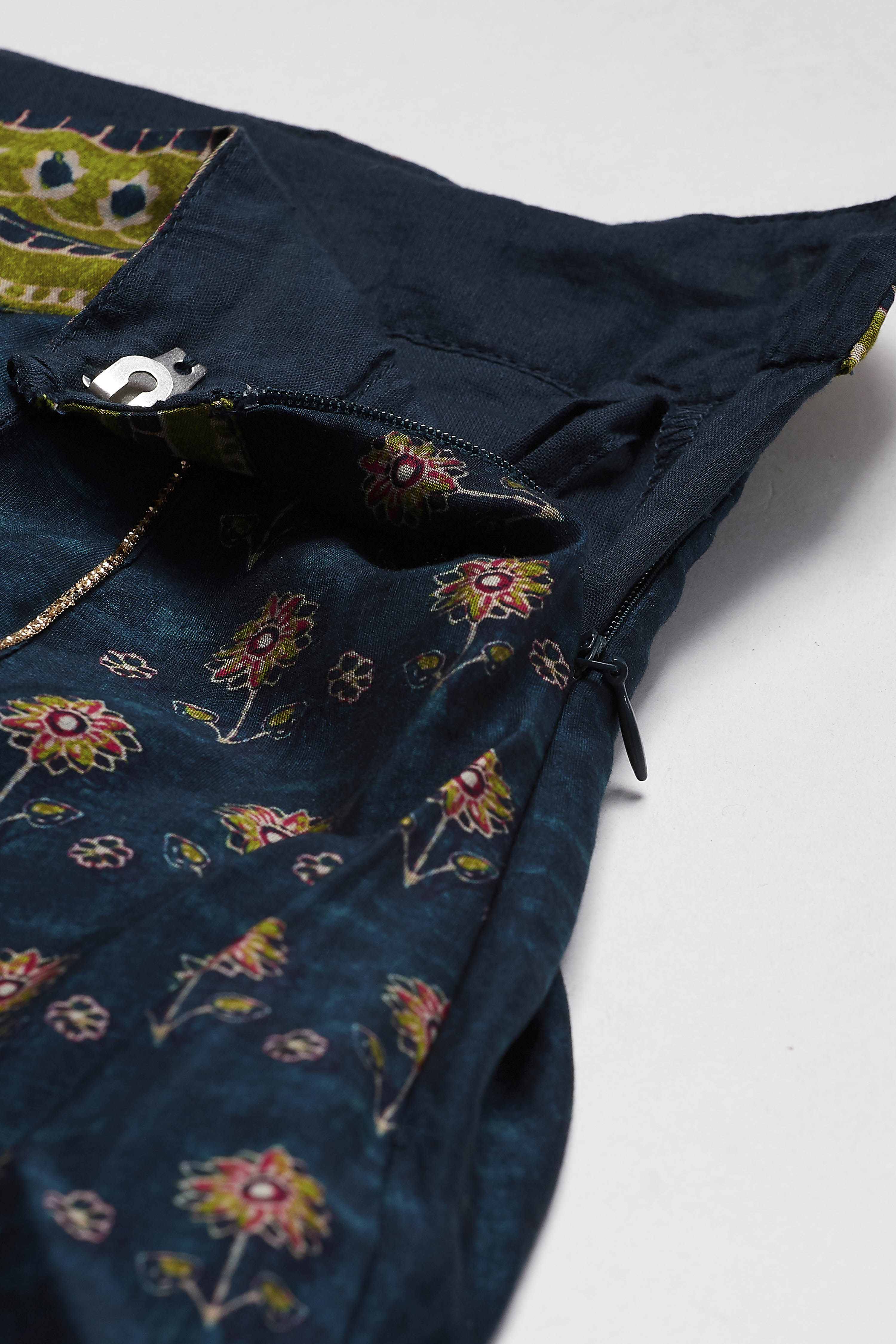 Blue Viscose Silk Floral Printed Peplum Lehenga Set image number 8