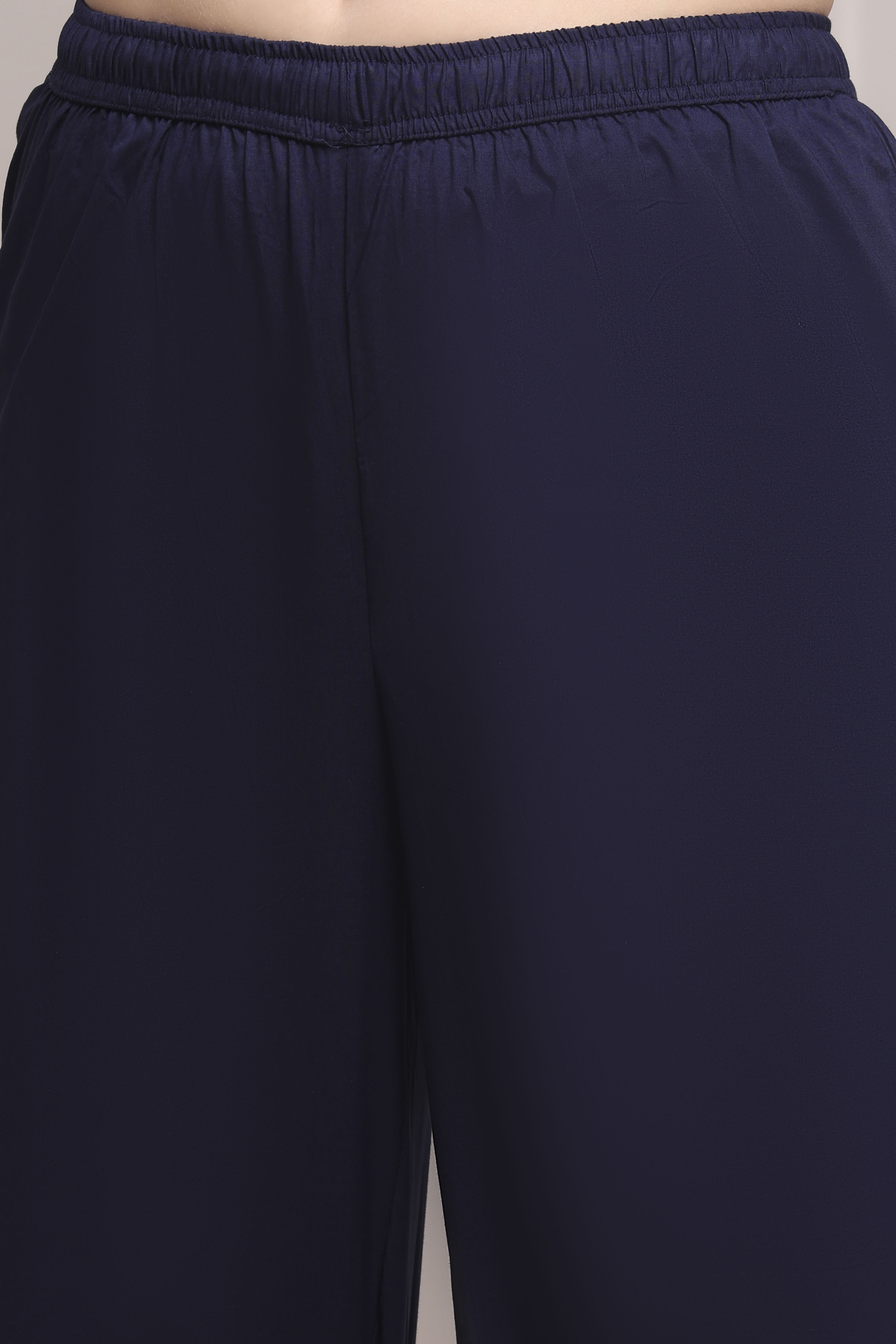 Navy Cotton Anarkali Printed Suit Set image number 2