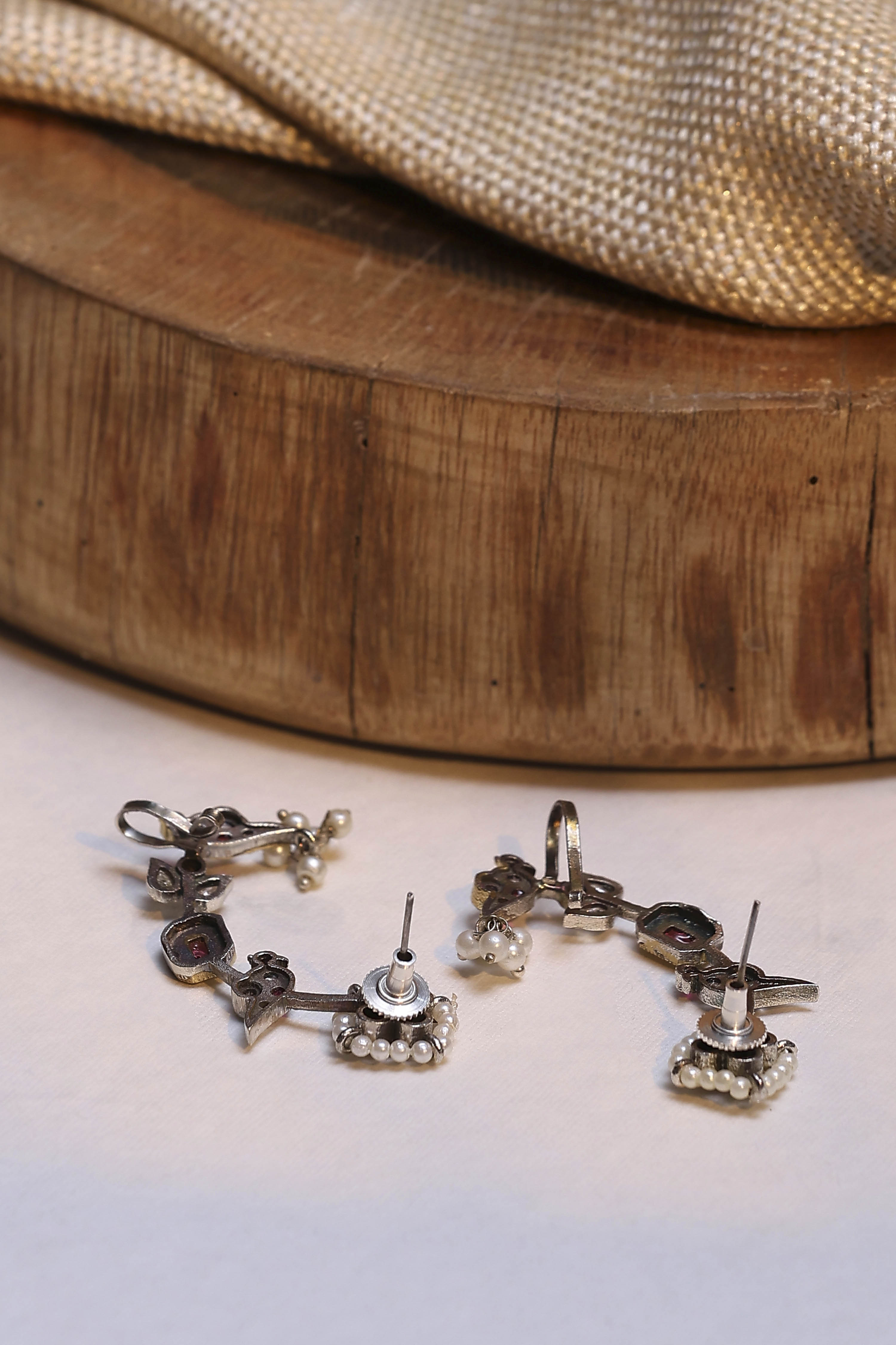 Dark Pink Brass Stone Studded Earcuff image number 2