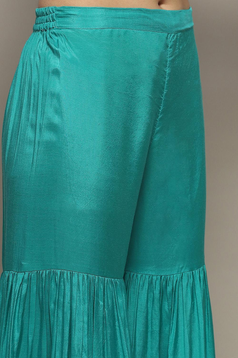 Blue Green Silk Blend Unstitched Suit set image number 3