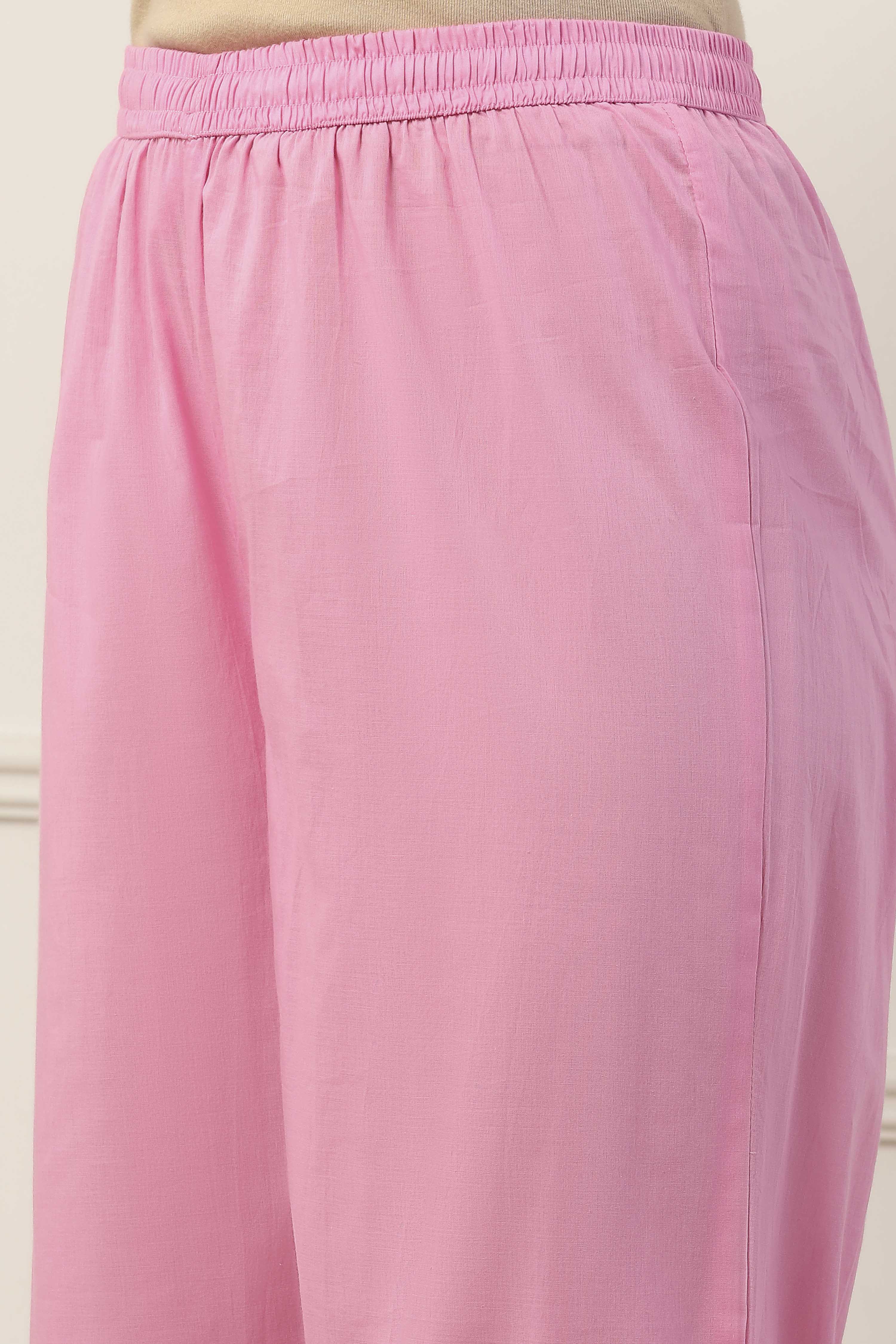 Pink Cotton Floral Printed Kalidar Suit Set image number 1