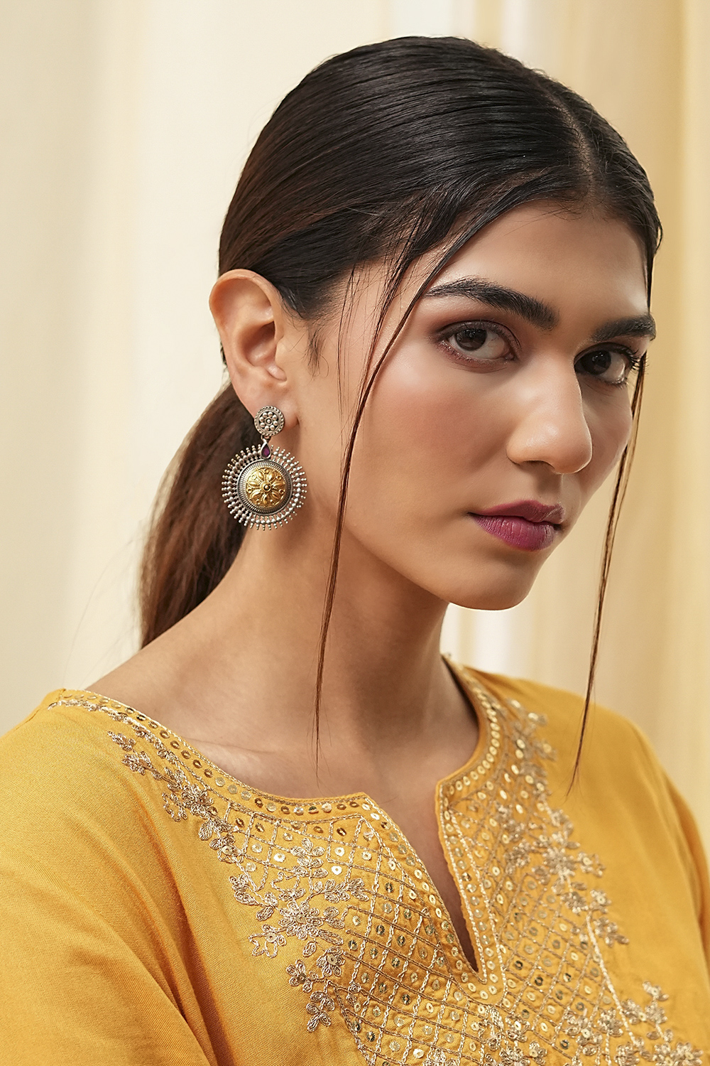 Oxidised Gold Brass Danglers image number 3