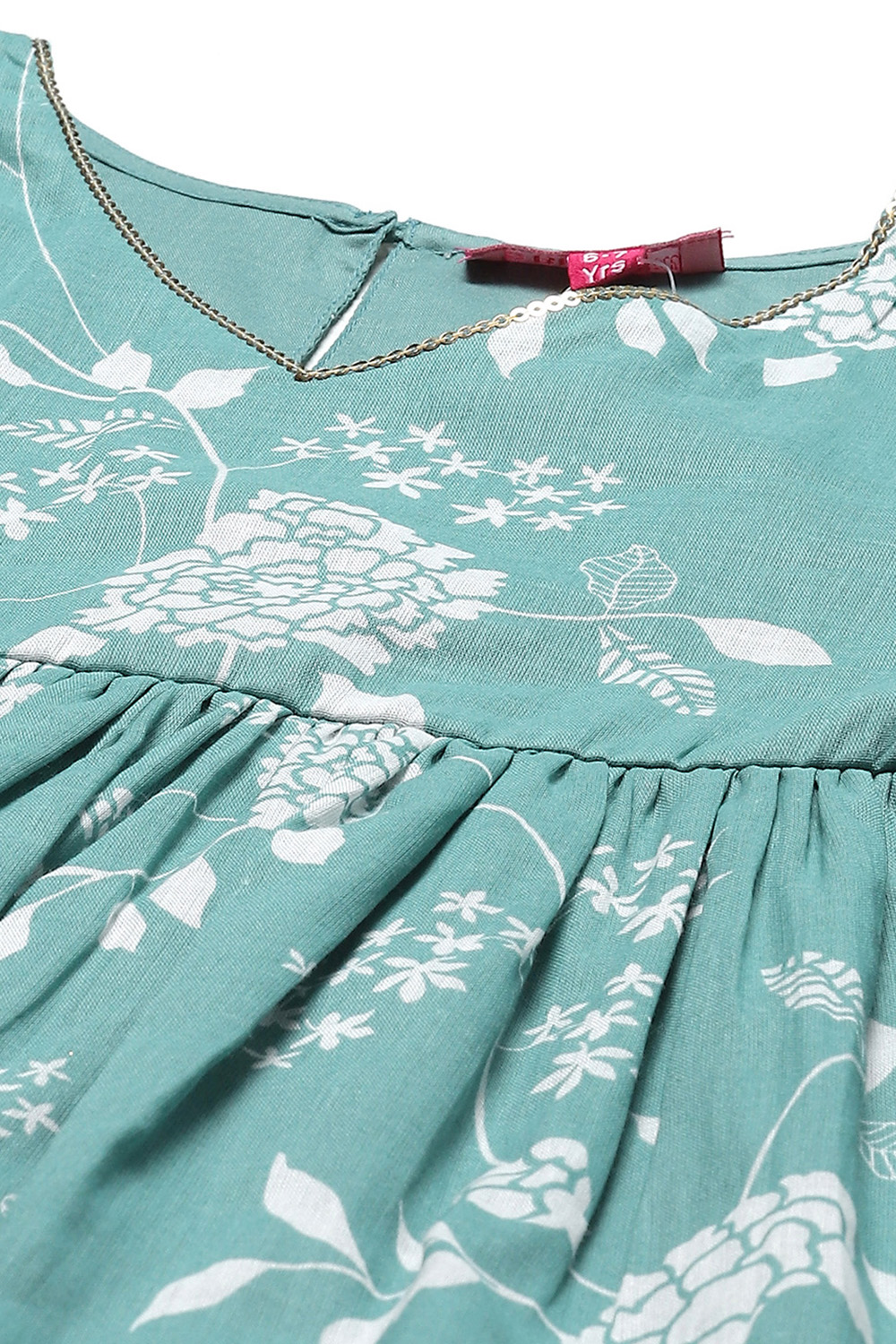 Sea Green Cotton Flared Kurta Garara Suit Set image number 1