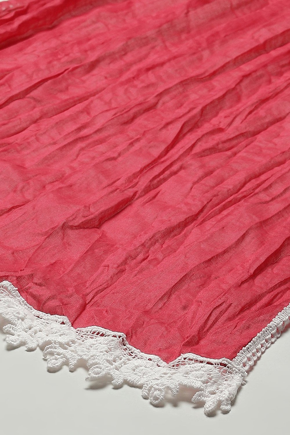 Red Cotton Short Top Lehenga Set image number 3