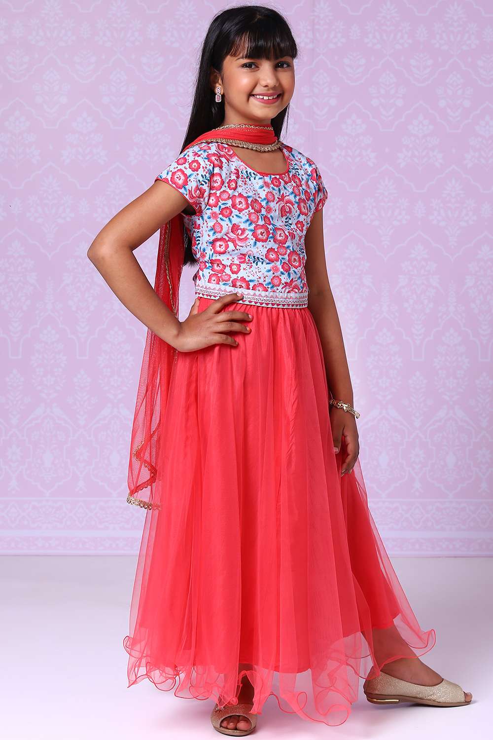 Blue And Pink Lehenga Set image number 6