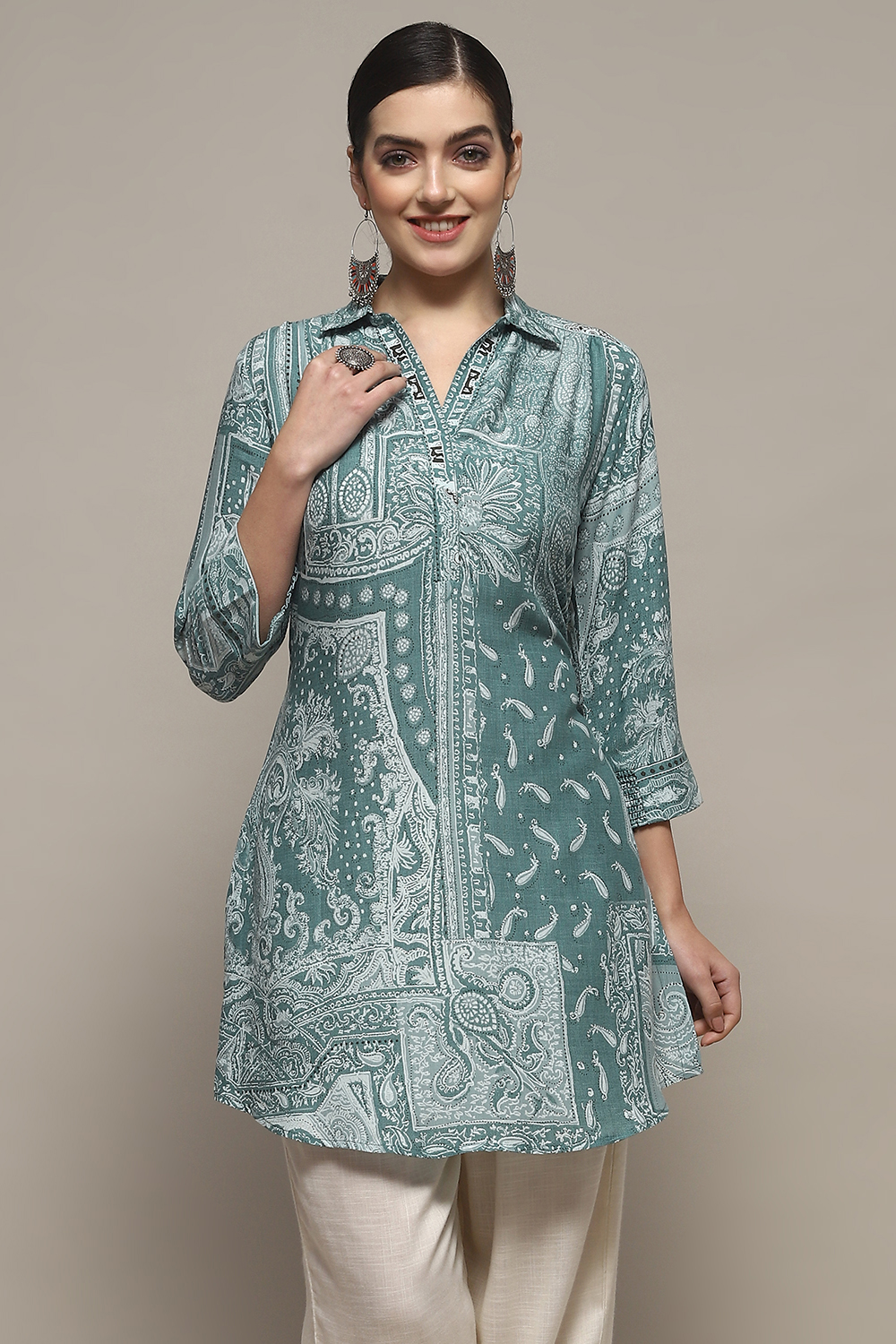 Buy Khaki Viscose Straight Kurti (Kurti) for INR1599.00 | Biba India