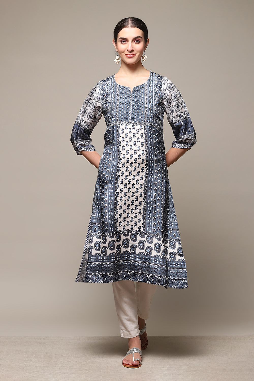 Green Viscose A-Line Printed Kurta image number 5