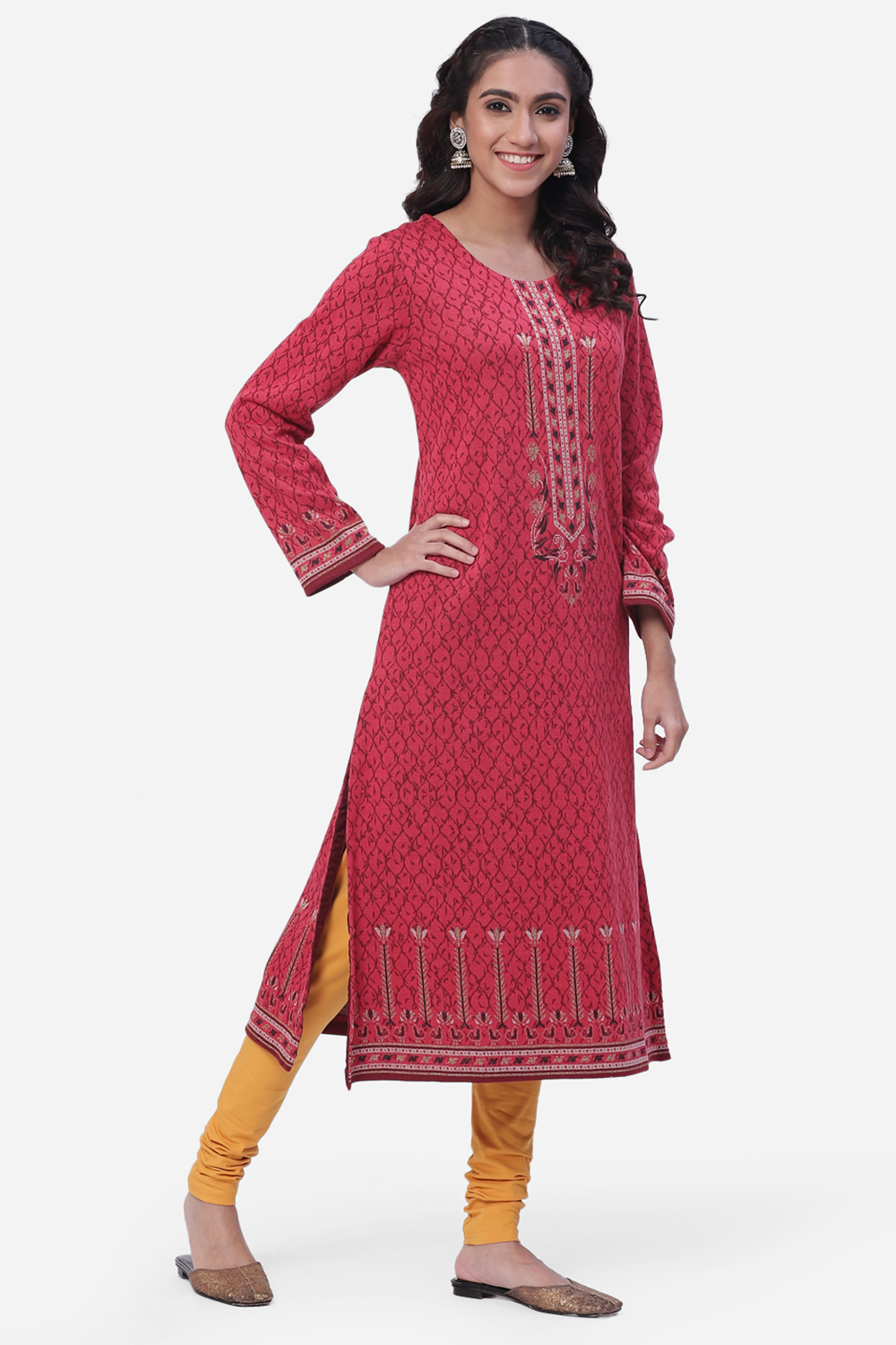 Coral Straight Poly Metallic Kurta image number 3