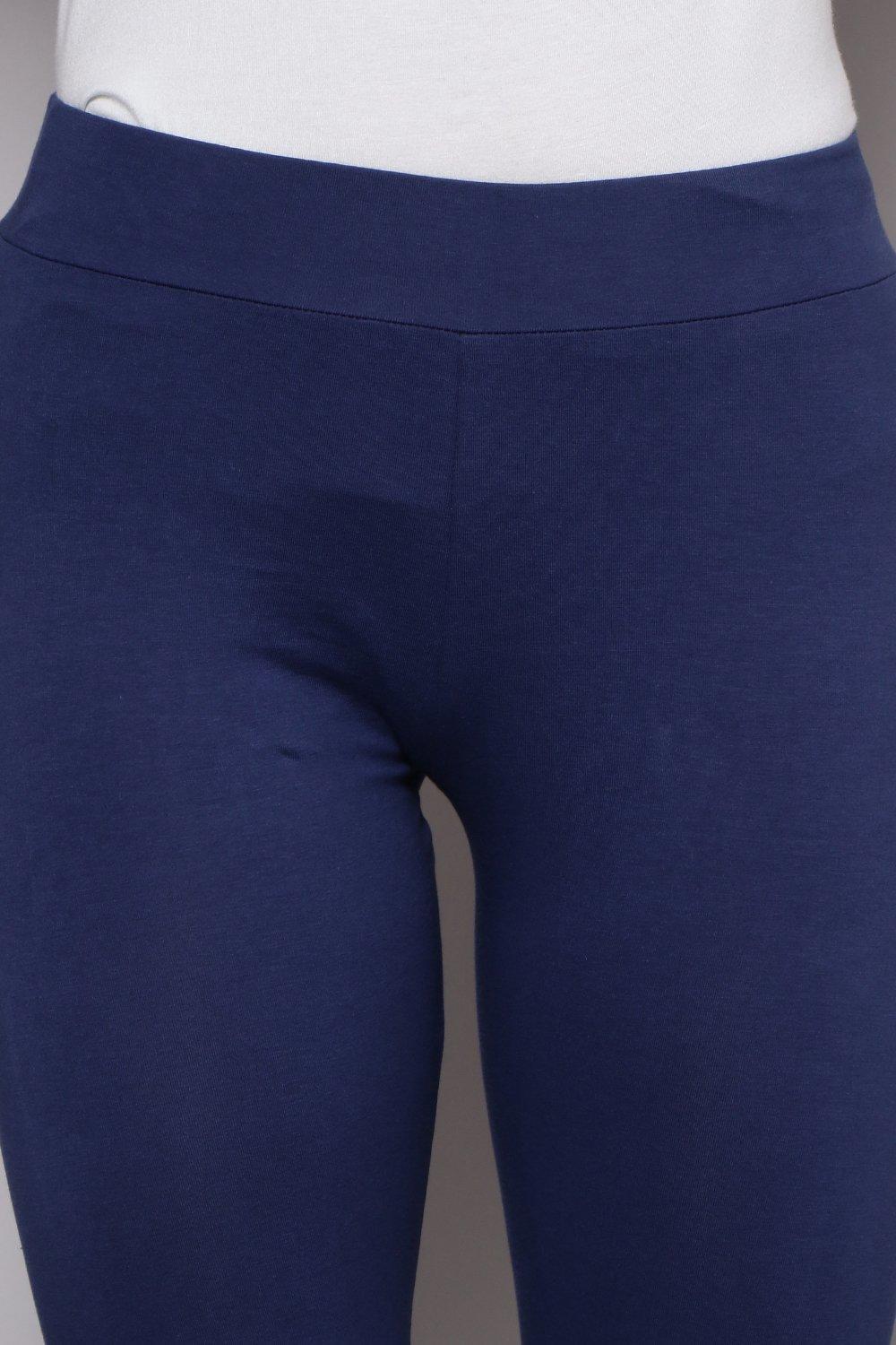 Black Cotton Blend Solid Leggings image number 1