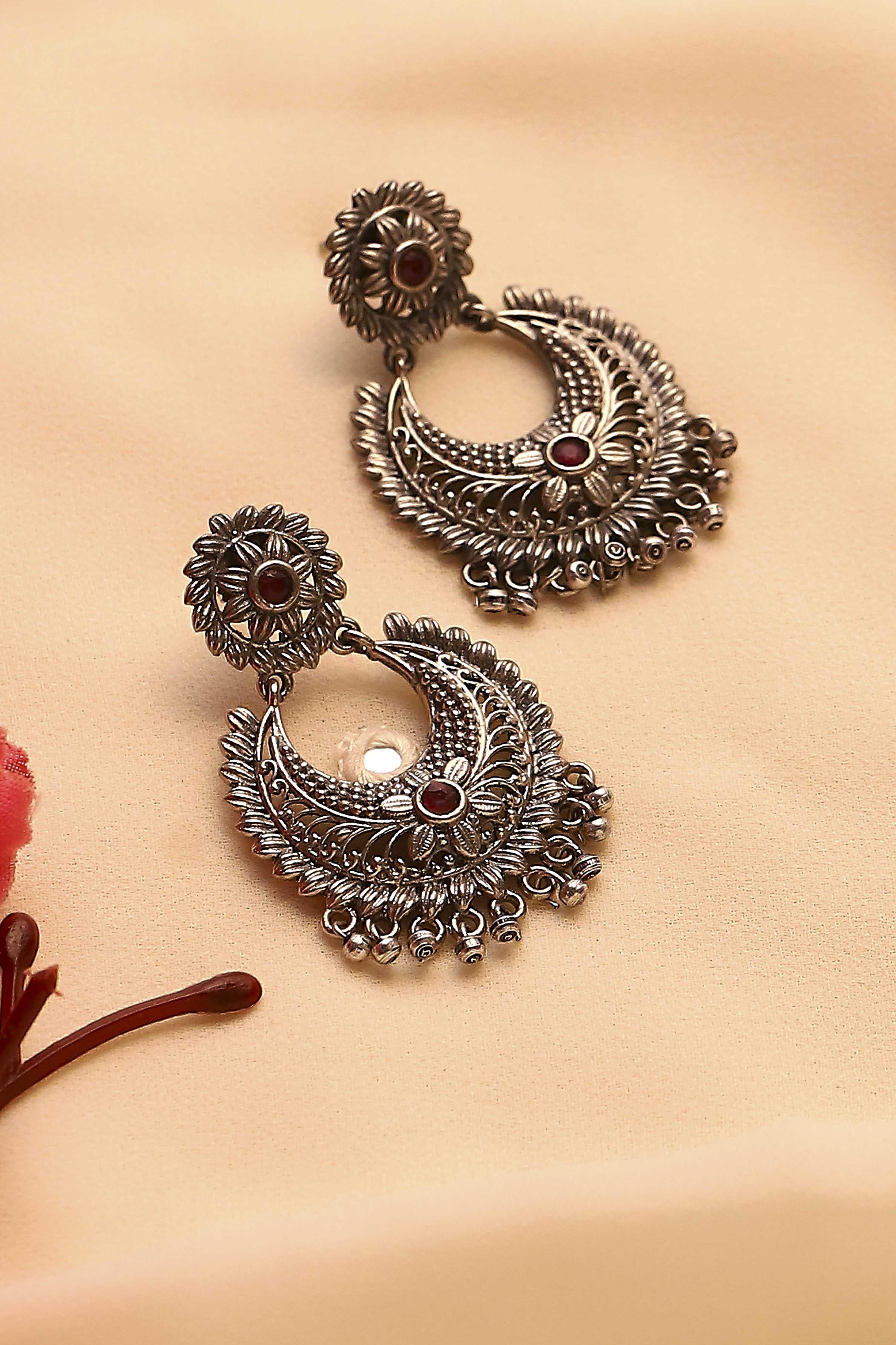 Oxid Pink Brass Oxidised Chaandbali image number 0