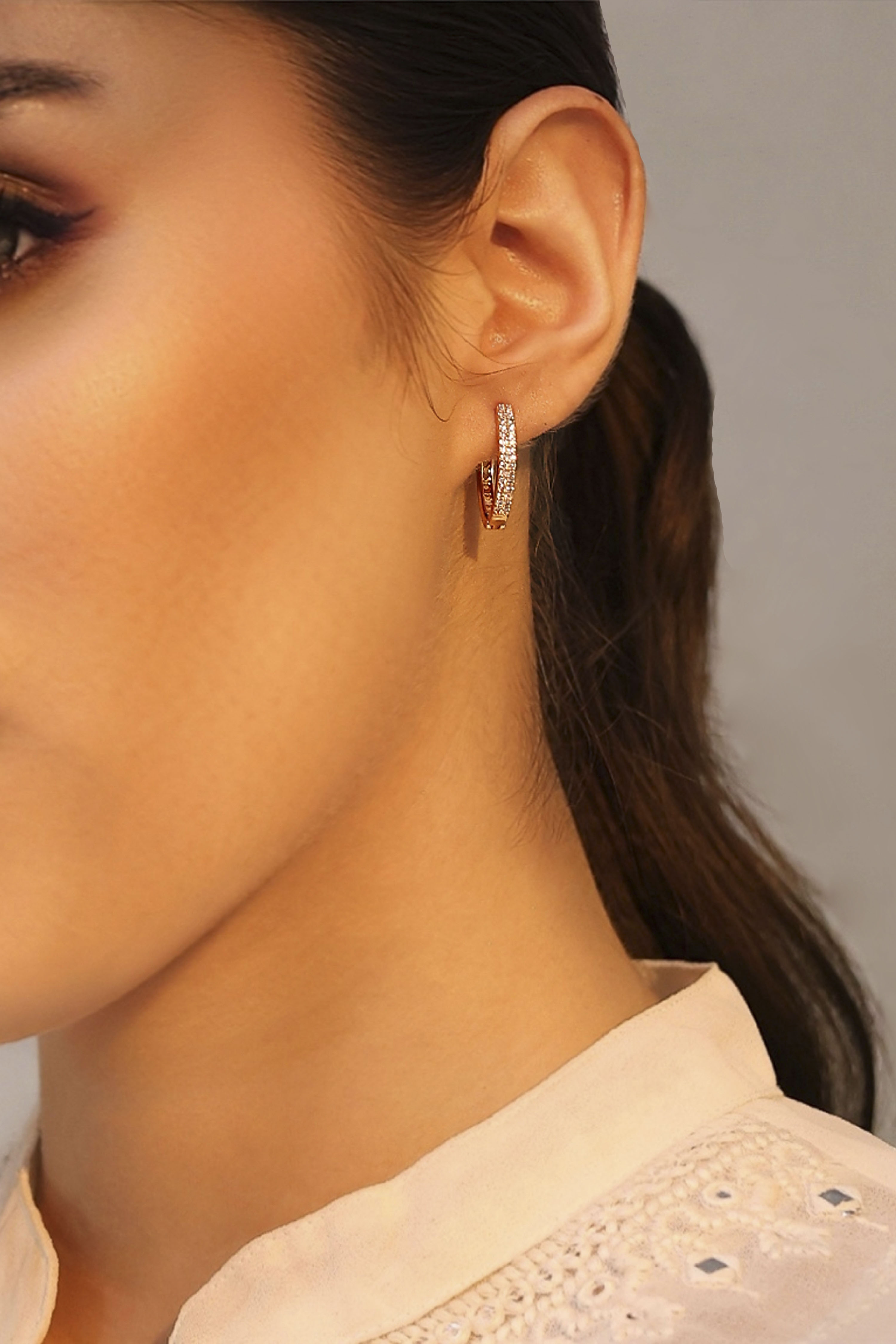 White Brass Cz Huggies image number 1