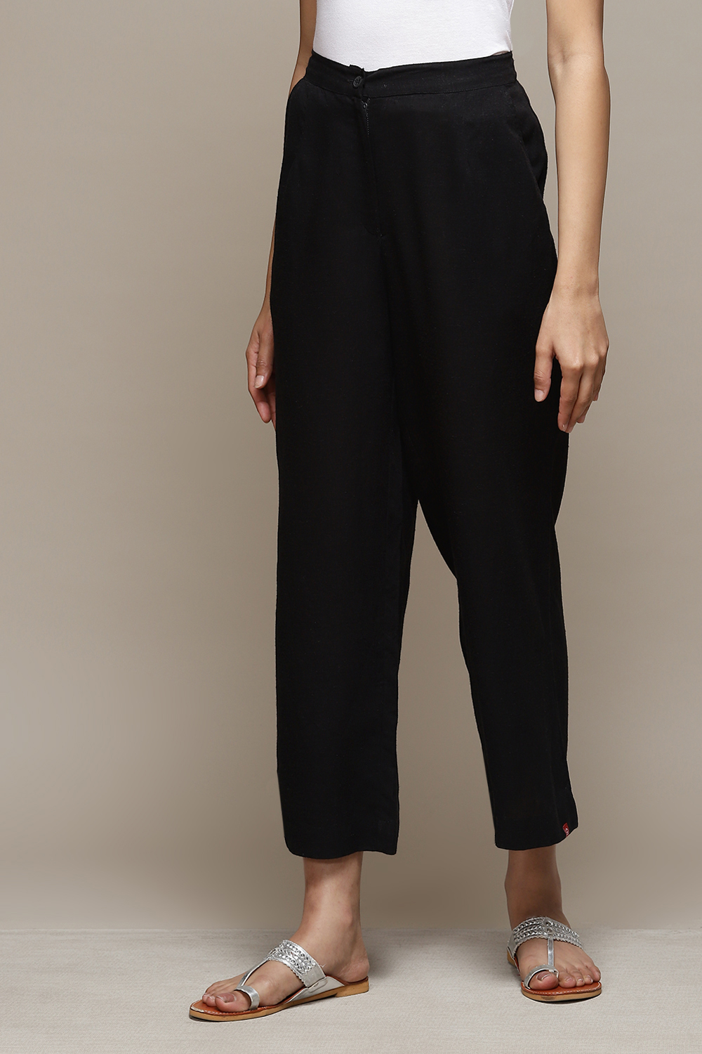 Off White Cotton Regular Pant image number 2