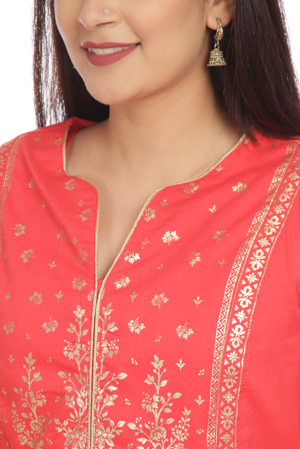 Coral Flared Cotton Printed Kurta image number 1