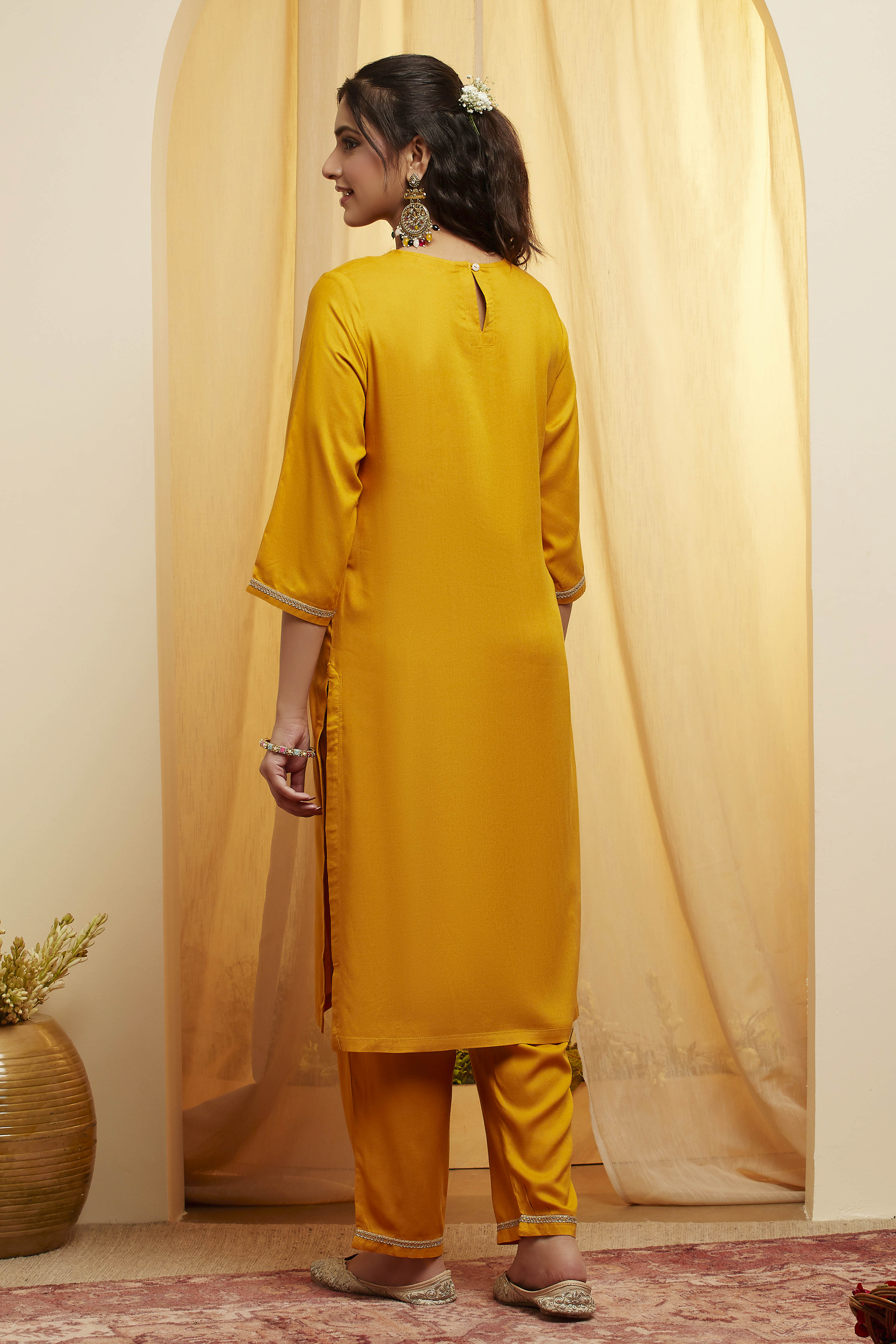 Fuschia Viscose Rayon Straight Suit Set image number 1
