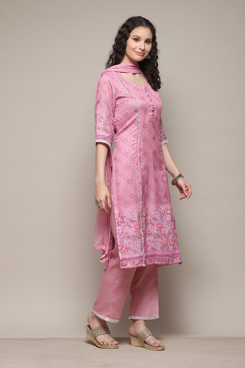 Mauve Cotton Digital Print Unstitched Suit Set image number 7