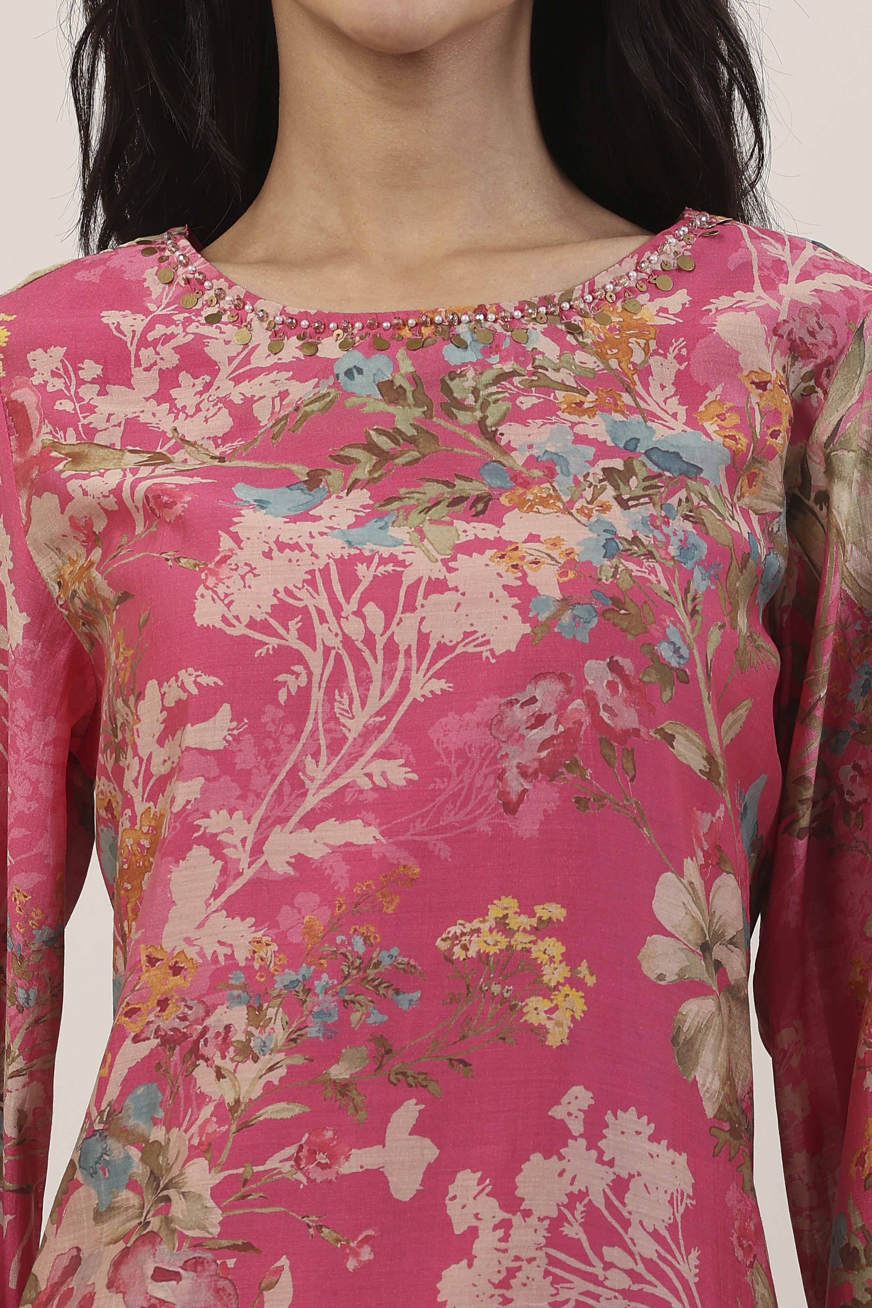 Pink Cotton Blend Straight Suit Set image number 1