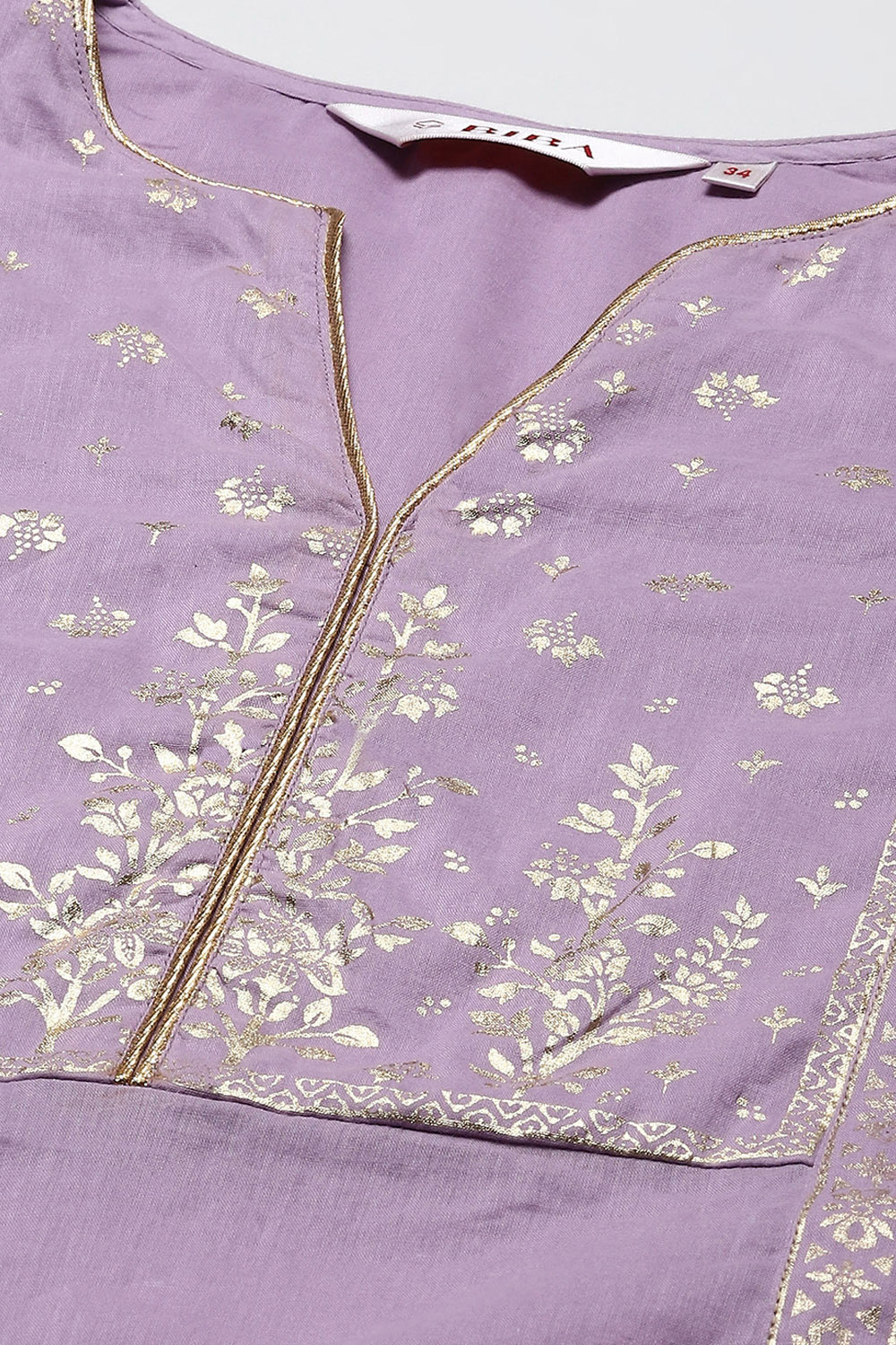 Lilac Cotton Flared Printed Kurta image number 1