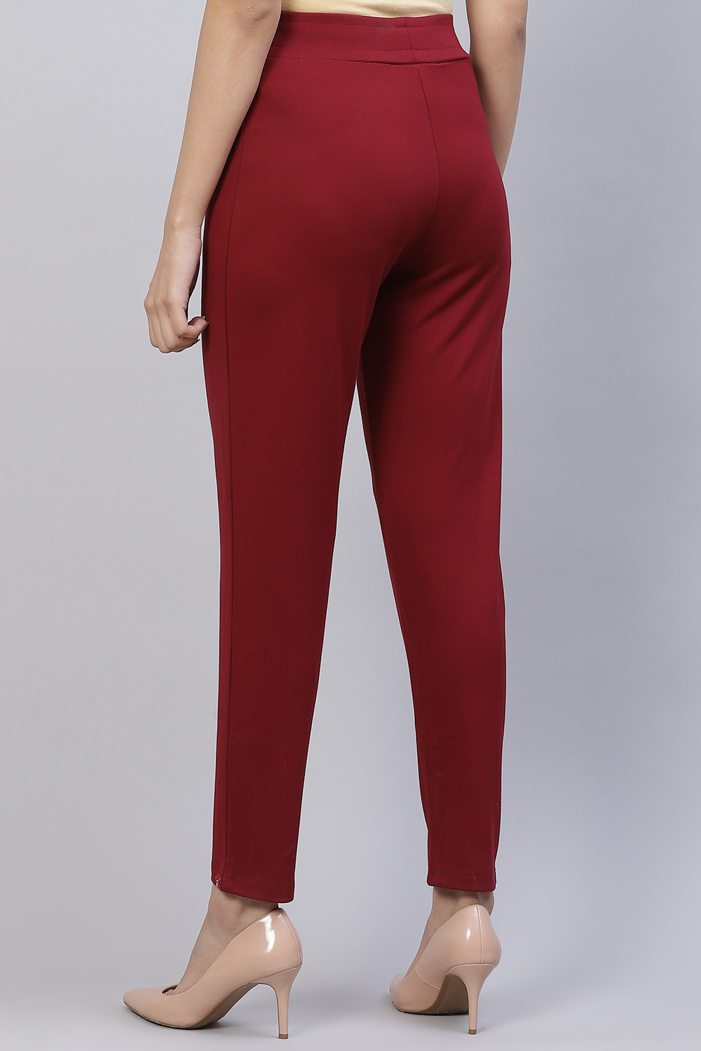 Navy Straight Poly Viscose Leggings image number 4