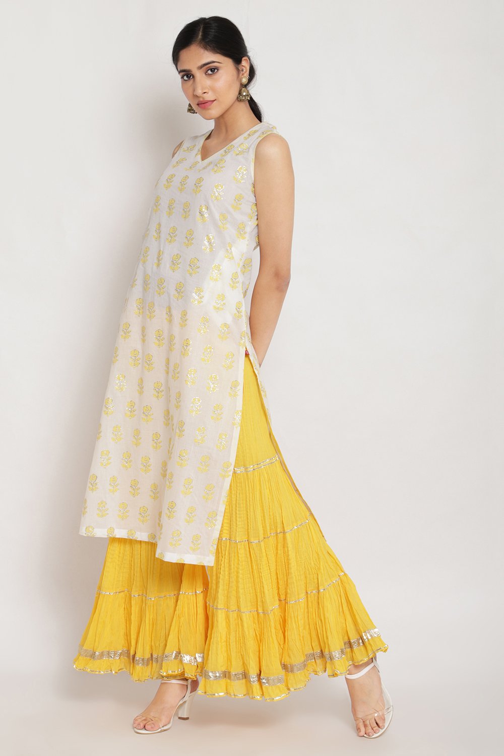 Yellow Cotton Sharara Pants image number 2