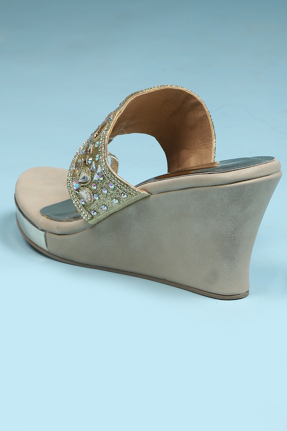 Gold Embellished Sandals image number 4