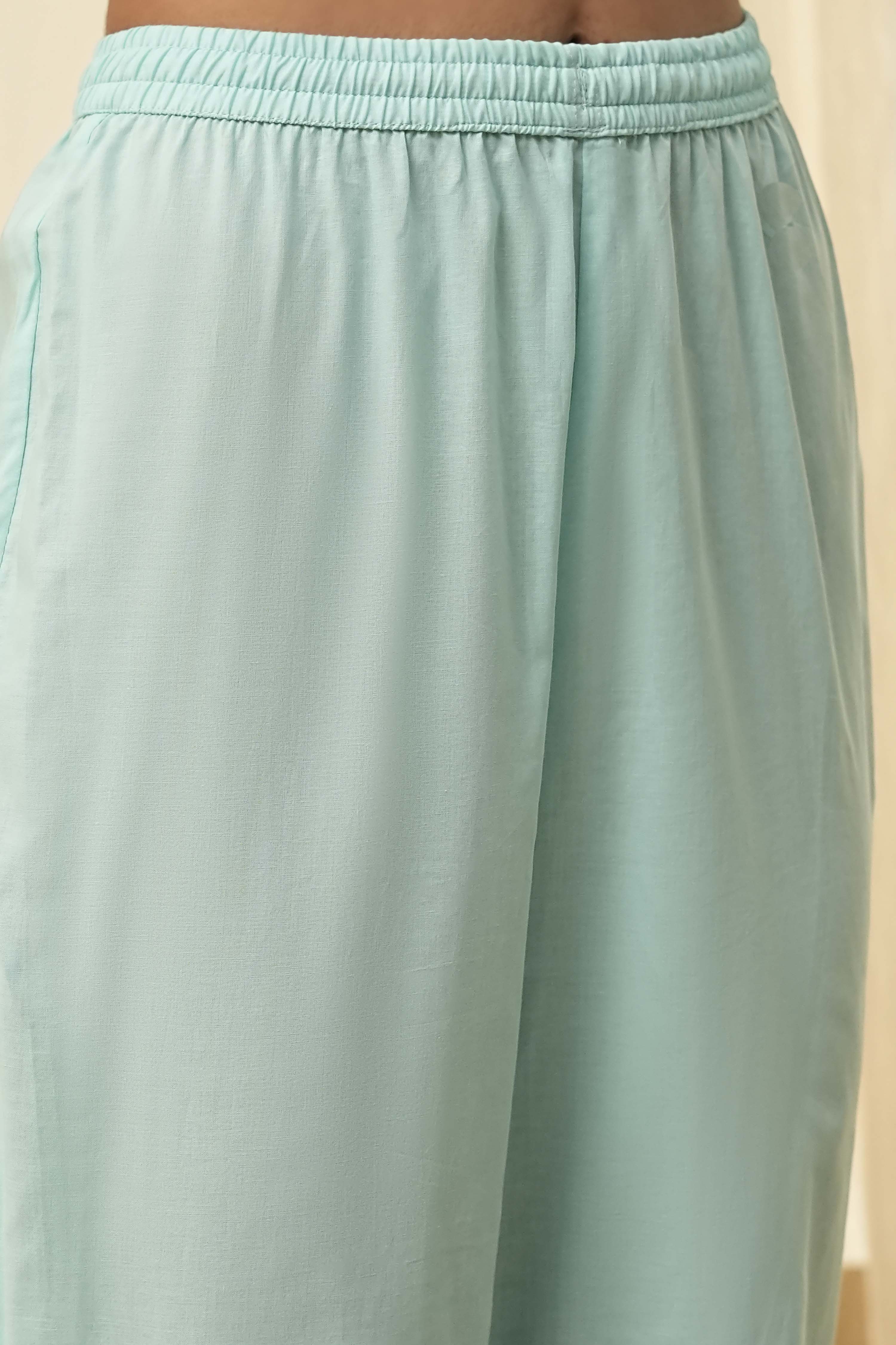 Aqua Pure Cotton Printed Kalidar Suit Set image number 2