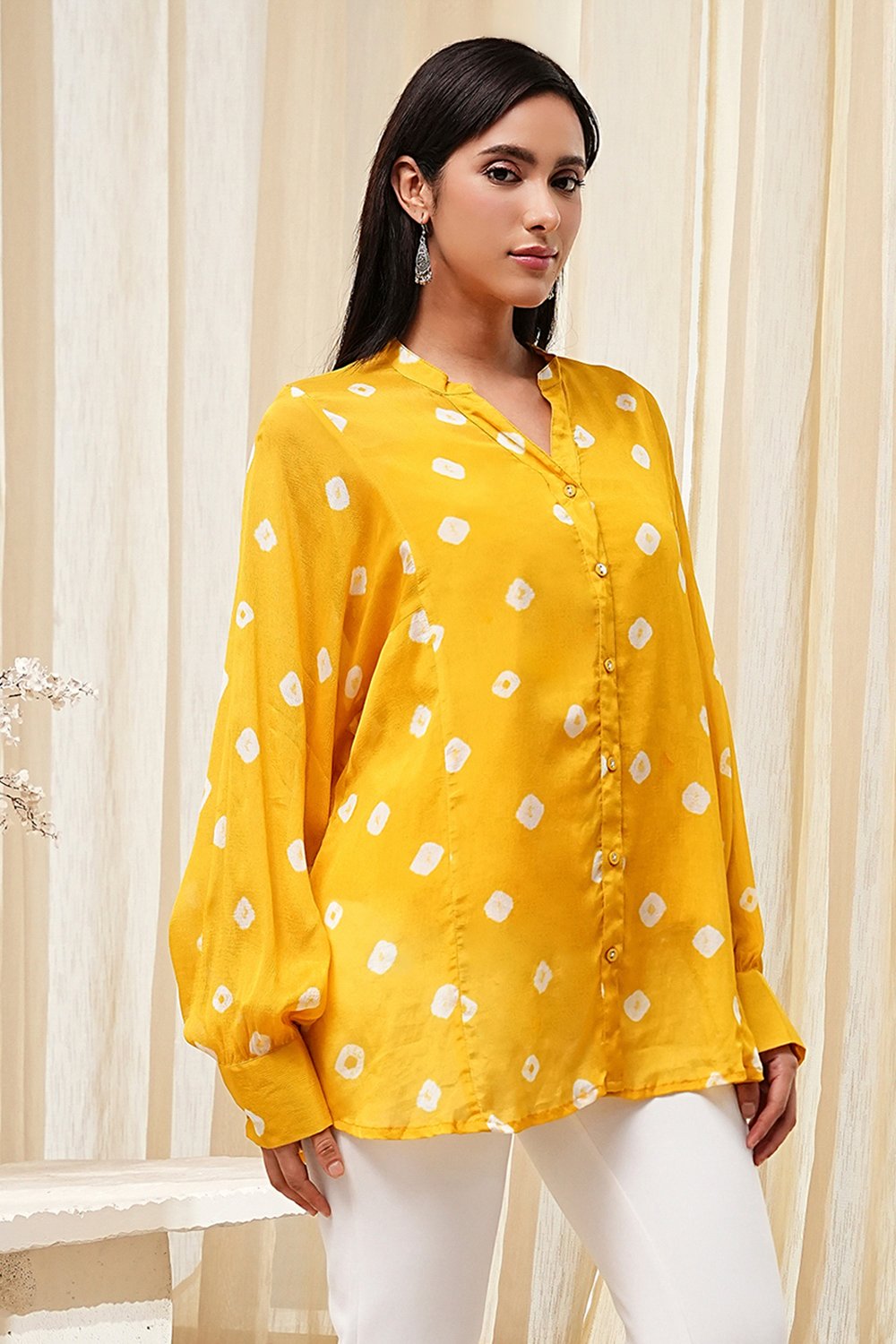 Blue Viscose Rayon Straight Shirt image number 4