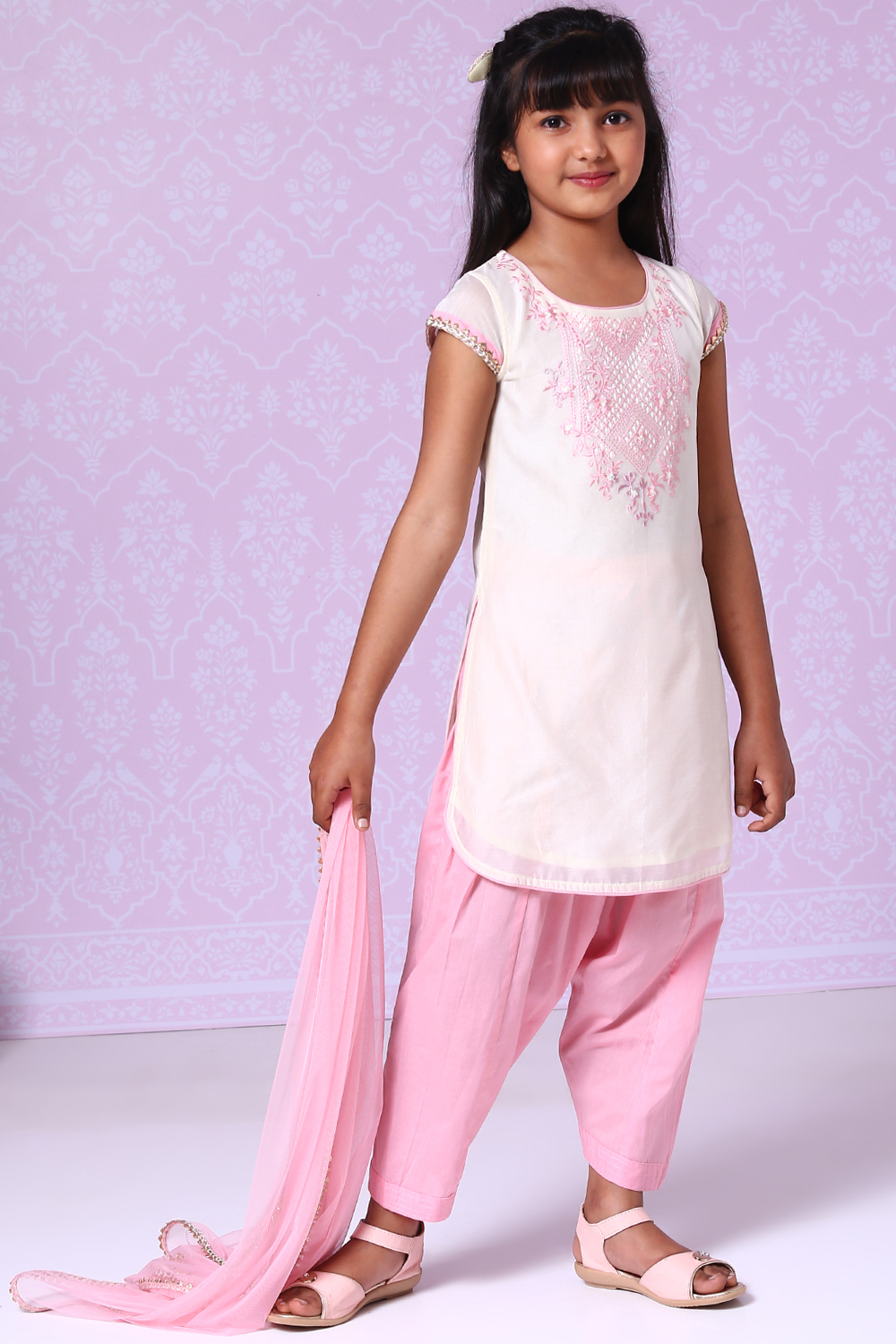 Cream Art Silk Straight Kurta Salwar Suit Set image number 5