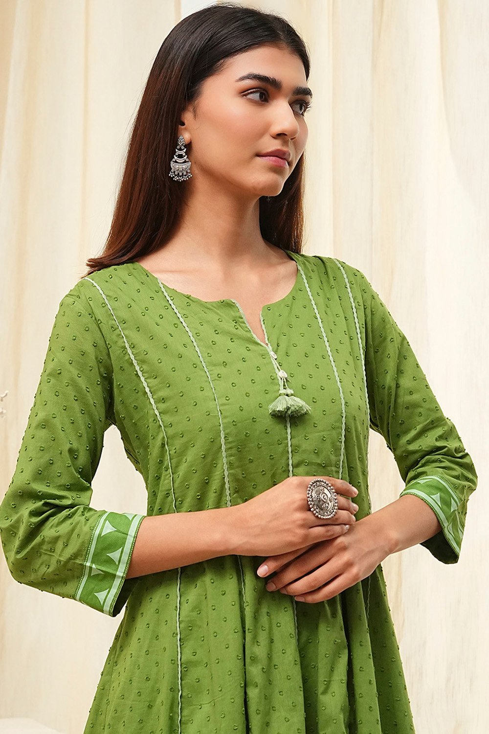 Rust Cotton Yarn-Dyed Kalidar Suit Set image number 1